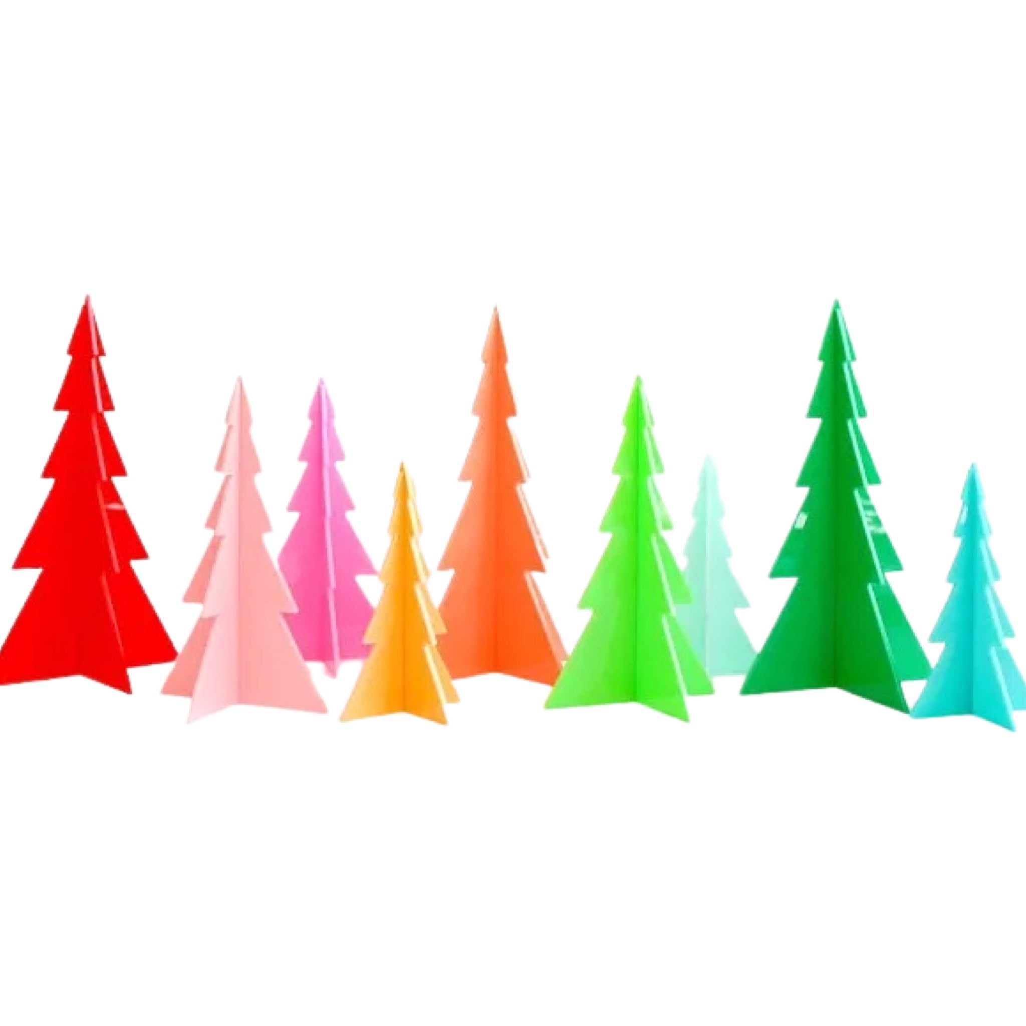 Red, Light Pink, and Mint Acrylic Christmas Trees Set