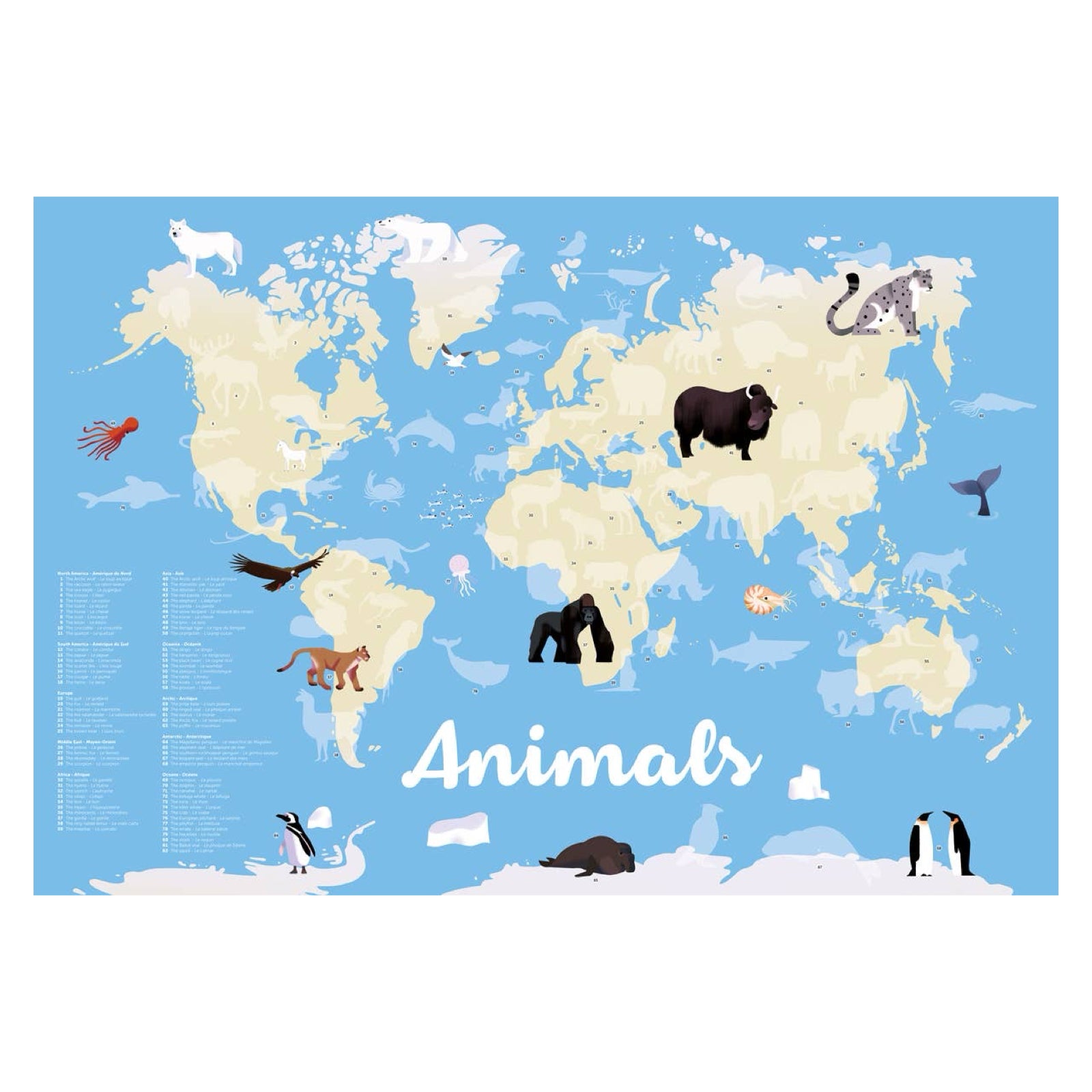 Animals of the World Discovery Sticker Poster - bubblegum market