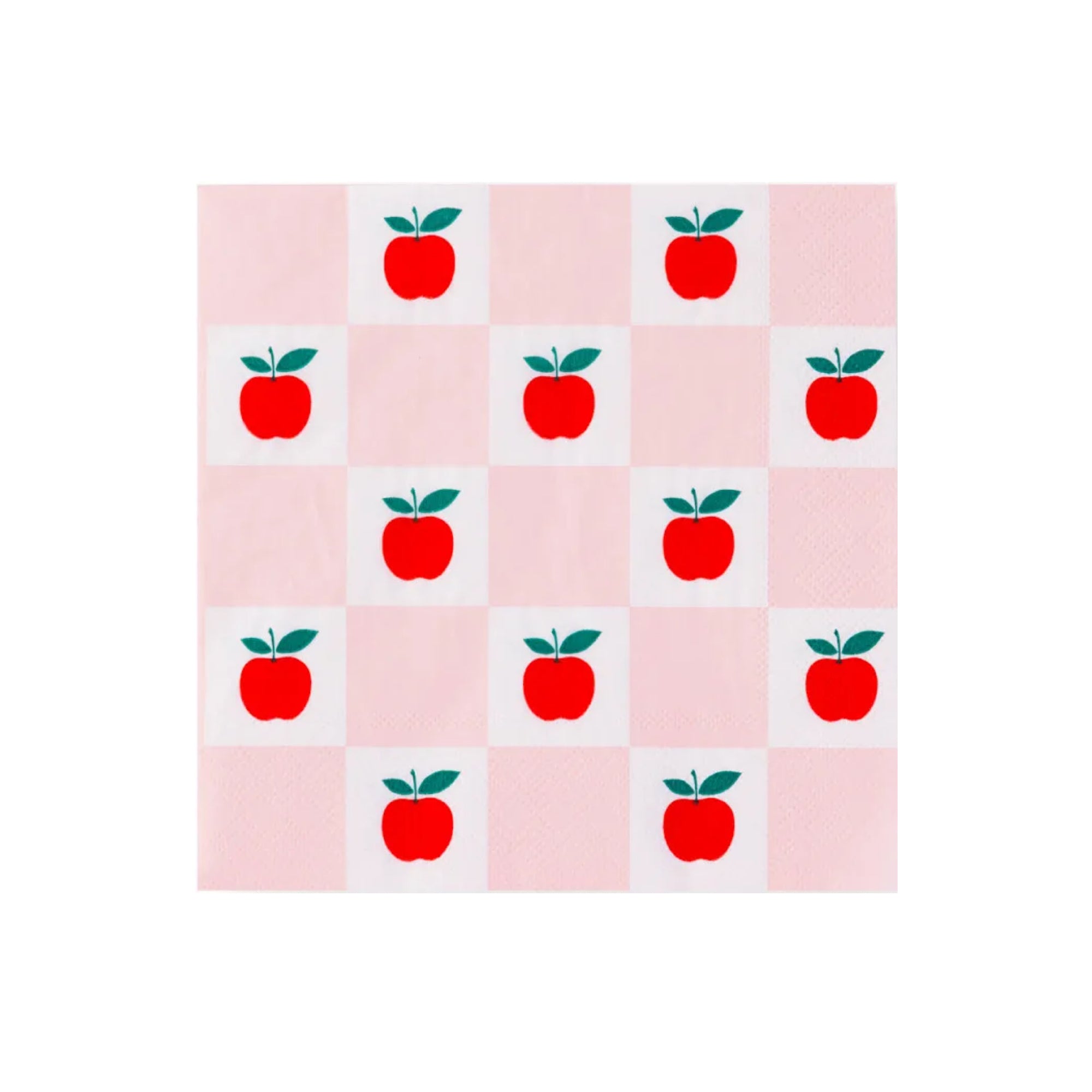 Apple & Pink Checker Large Napkins - bubblegum market