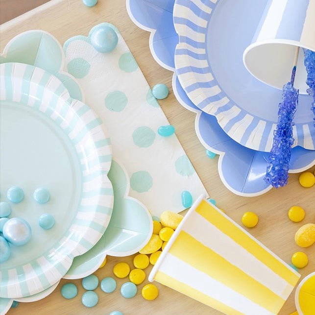 Aqua Polka Dot Dinner Napkins - bubblegum market