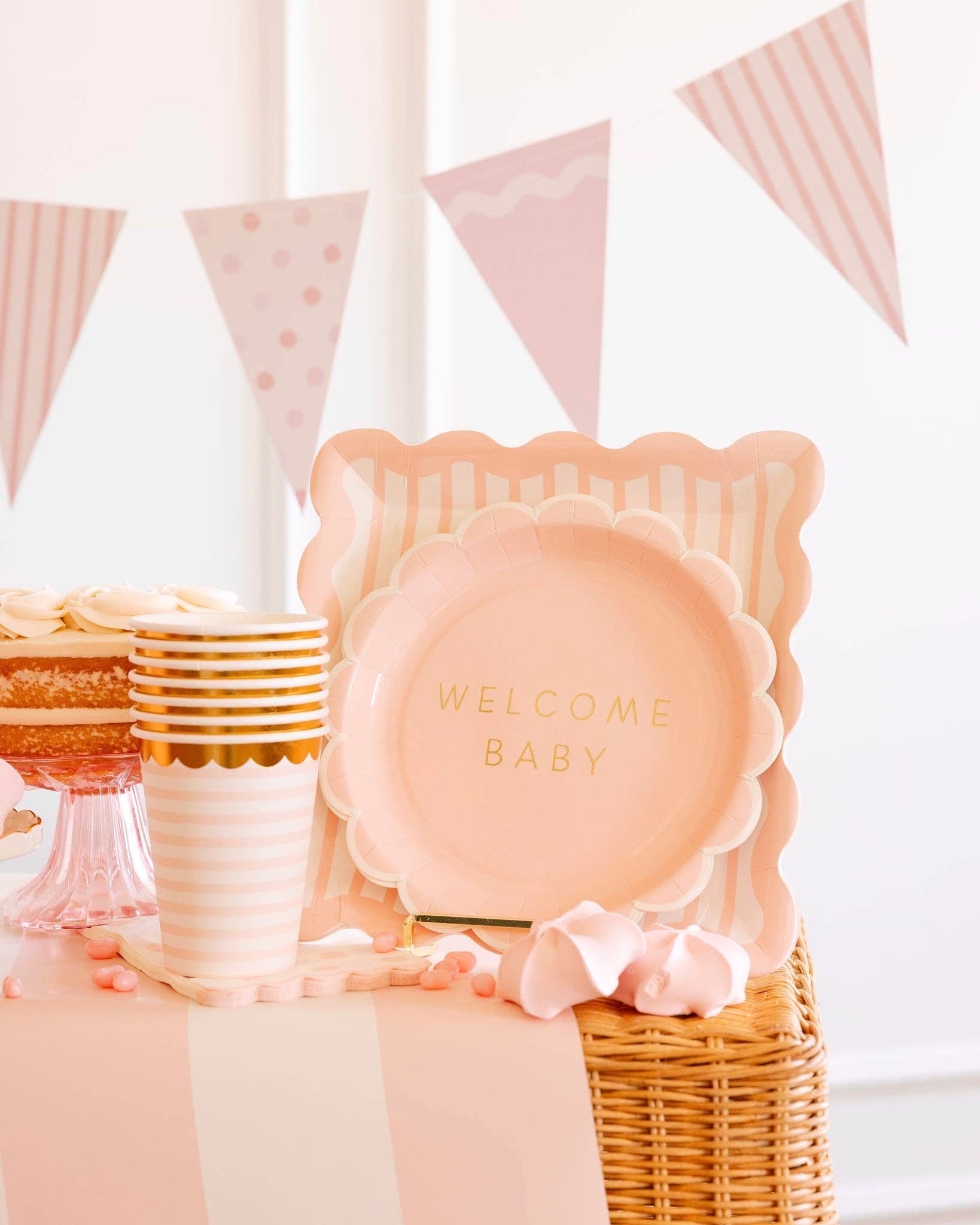 Baby Pink Striped Plates 10" - bubblegum market