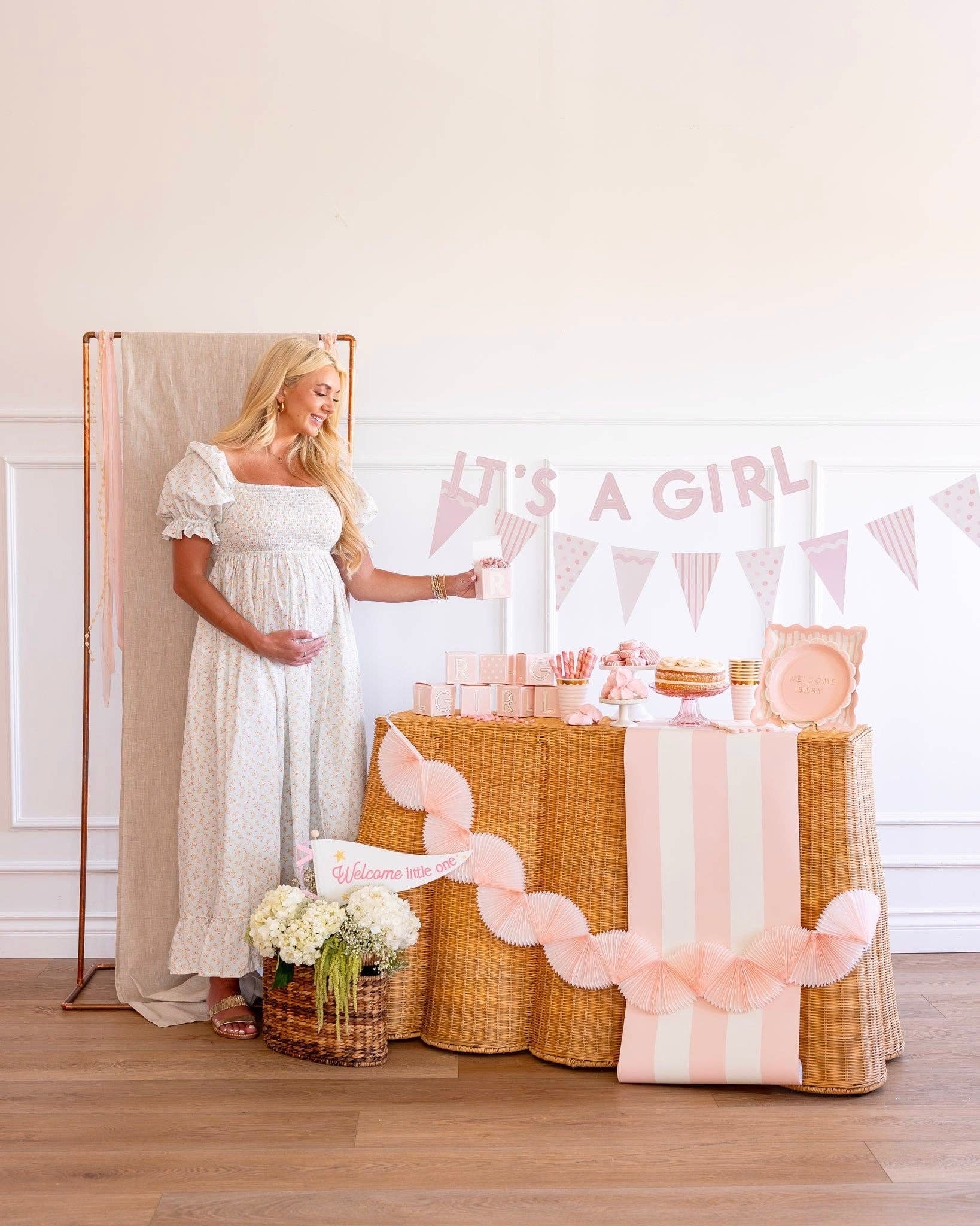 Baby Pink Tissue Paper Bunting Banner - bubblegum market