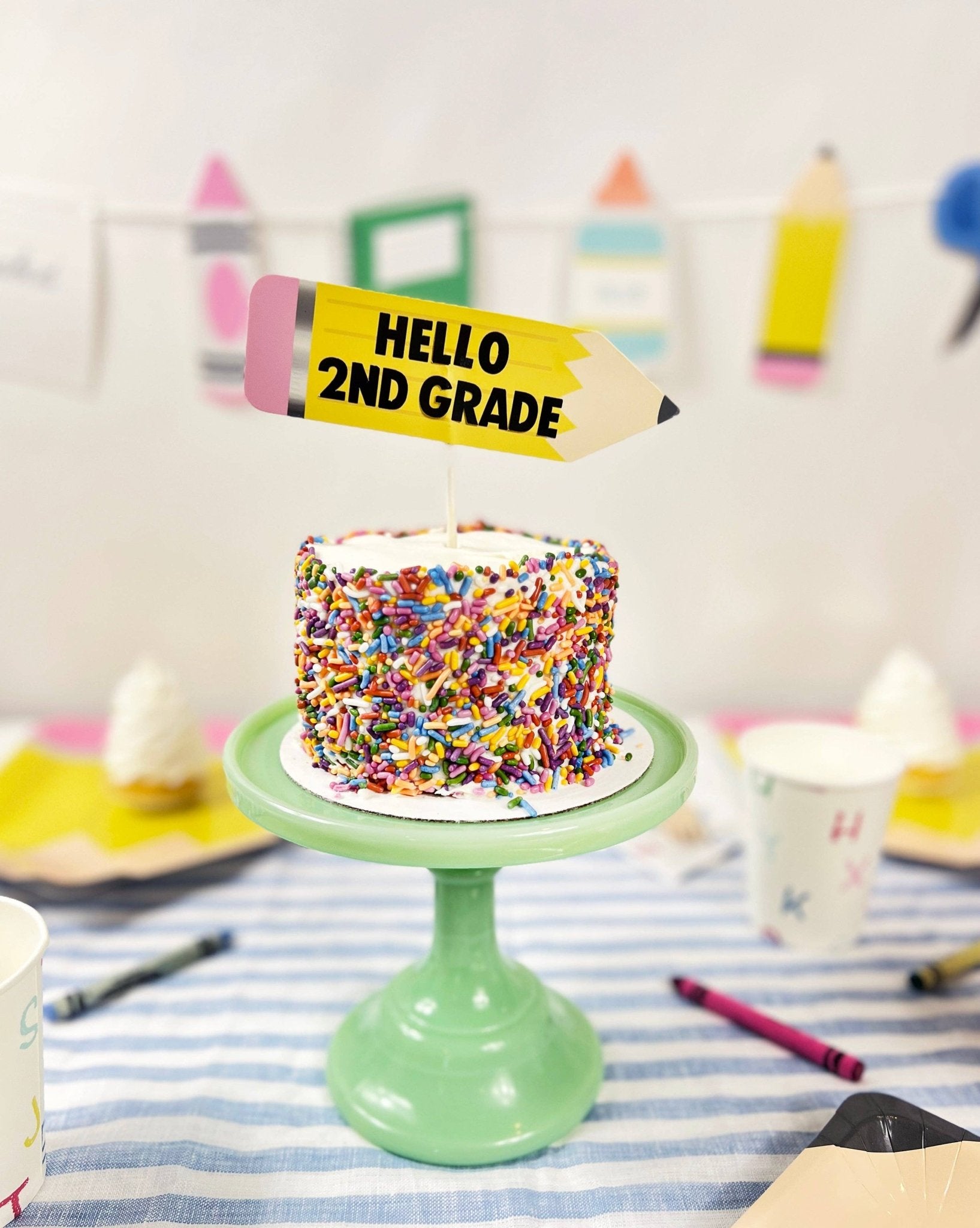 Back To School Custom Cake Topper - bubblegum market