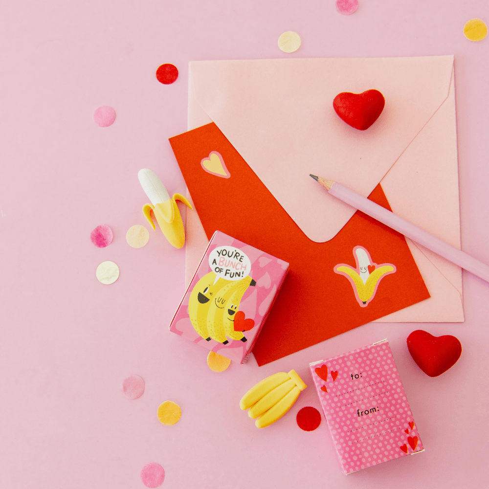 Bananas For You Classroom Valentine Erasers (Set of 12) - bubblegum market
