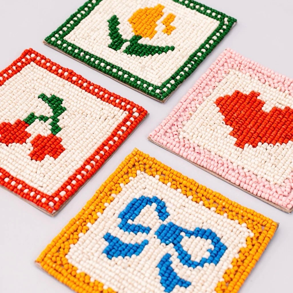 Beaded Quilt Coaster Set - bubblegum market