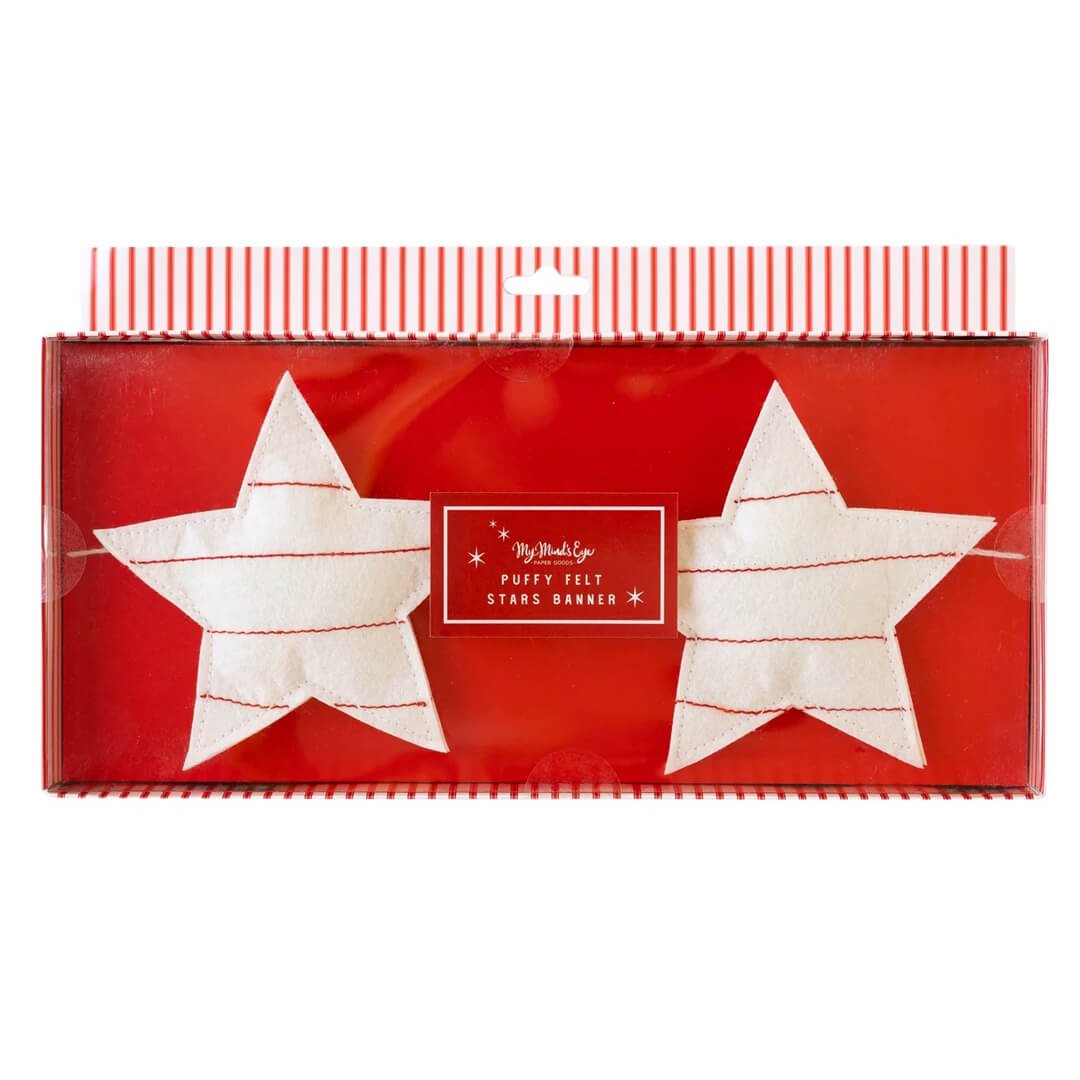 Believe Christmas Puffy Felt Striped Star Banner - bubblegum market