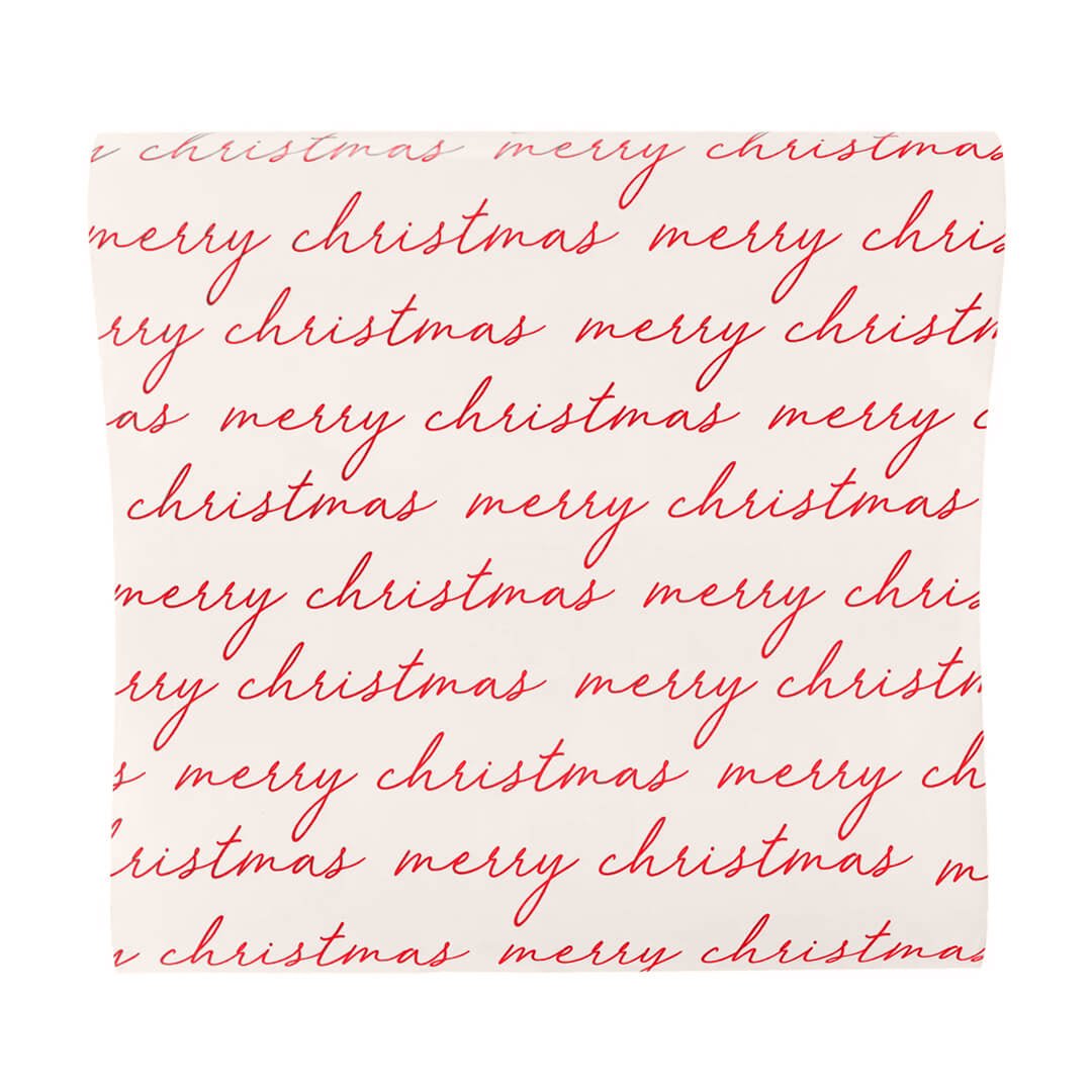 Believe Merry Christmas Script Paper Table Runner - bubblegum market