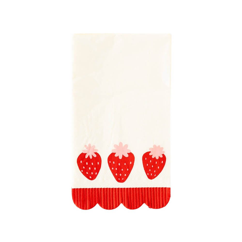 Berry Fringe Scalloped Guest Napkins - bubblegum market