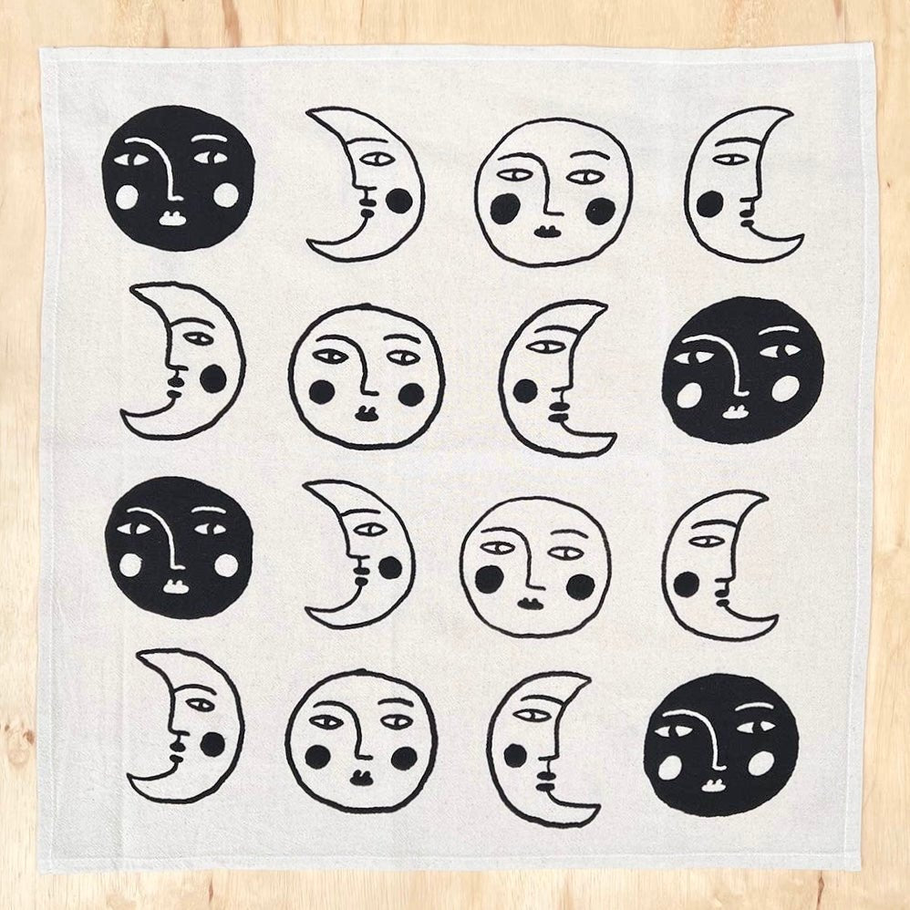 Black Moon Screen - Printed Tea Towel - bubblegum market