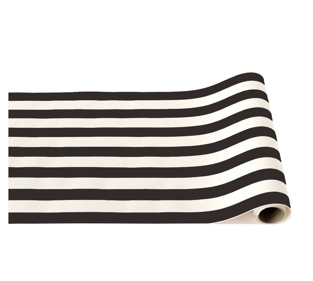 Black Noir Cabana Stripe Paper Table Runner - bubblegum market