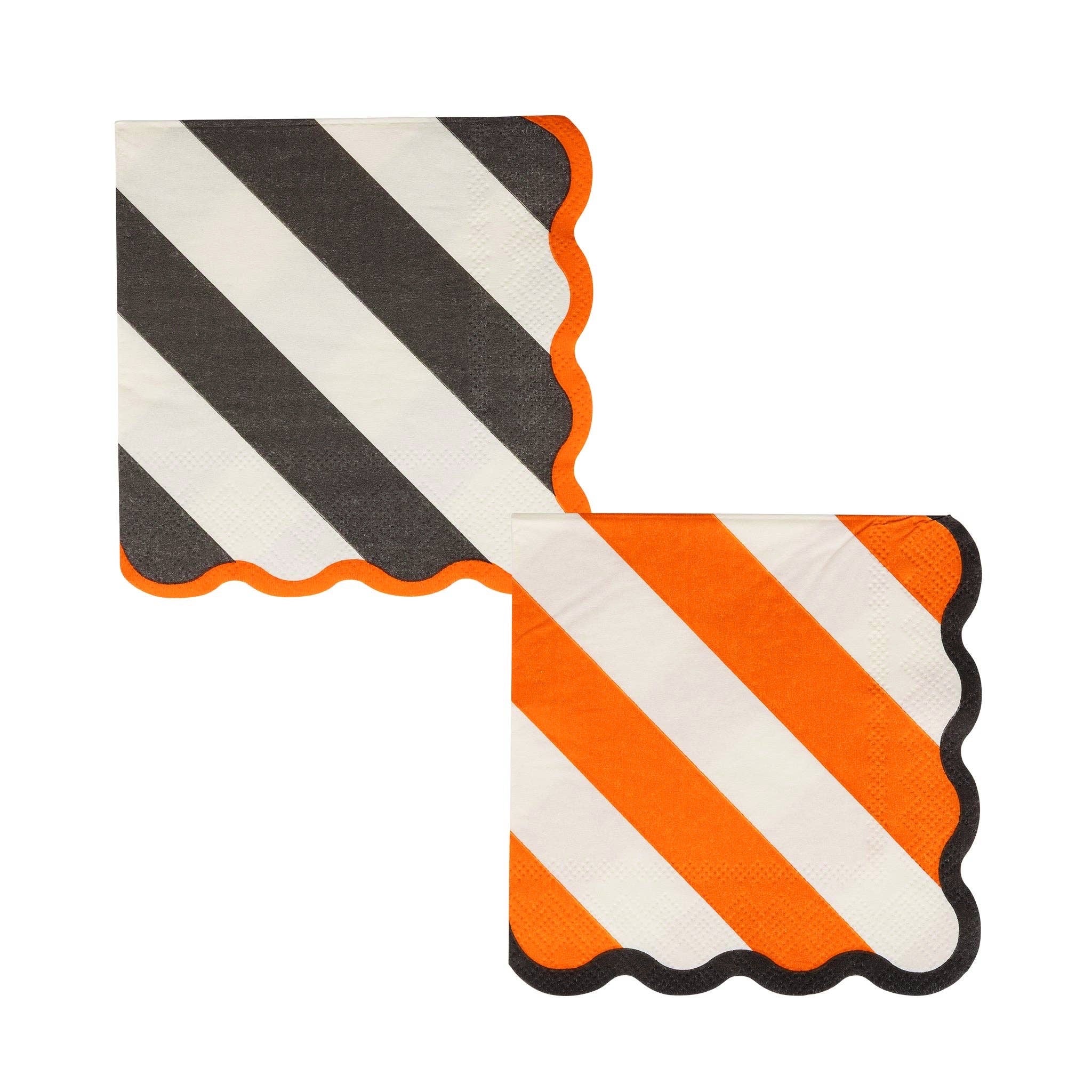 Black & Orange Diagonal Striped Cocktail Napkins - bubblegum market