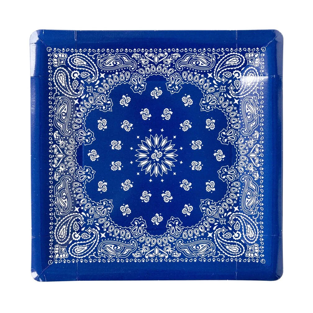 Blue Bandana Paper Plates 9" - bubblegum market