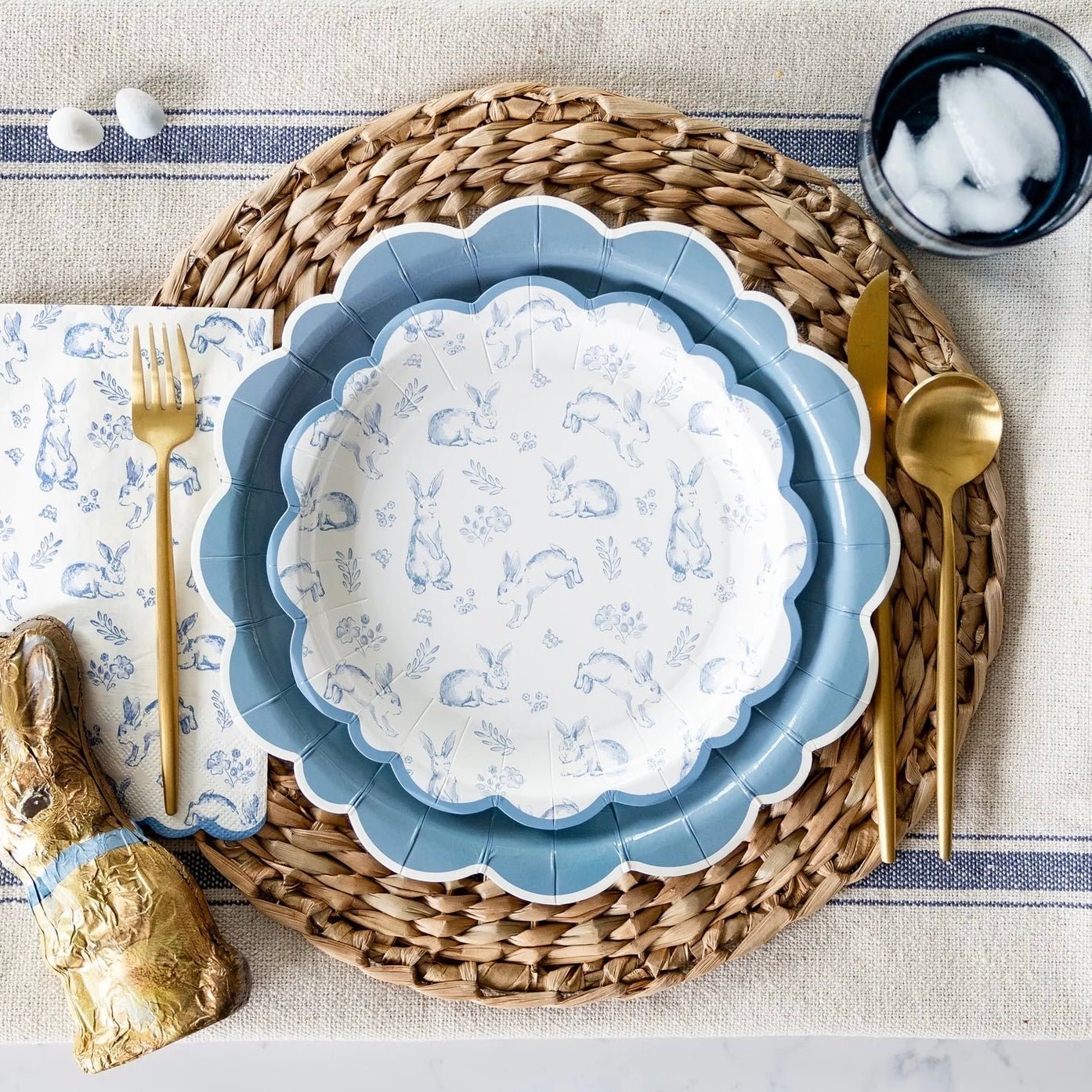 Blue Bunny Toile Plates 8" - bubblegum market