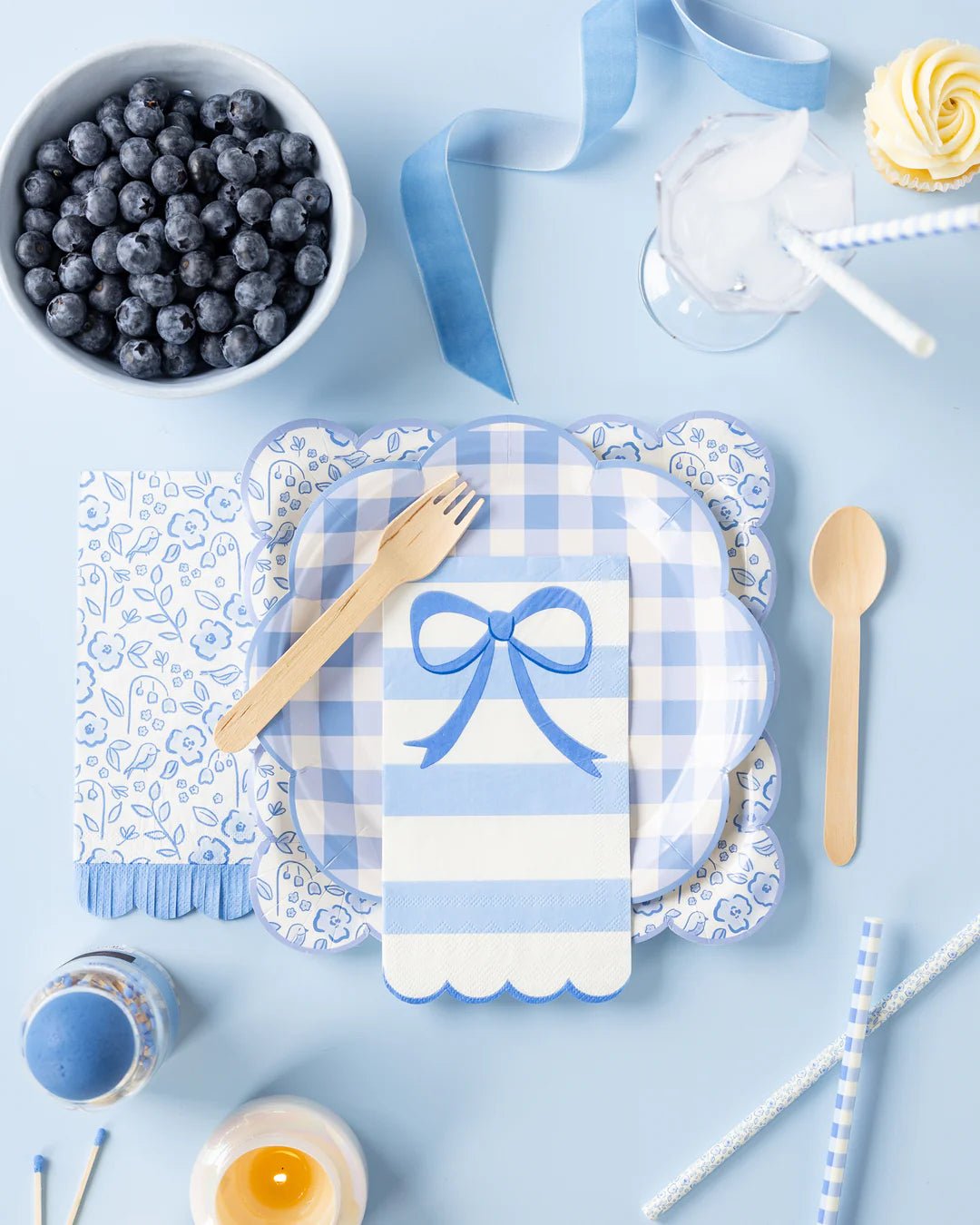 Blue Floral Fringe Guest Napkins - bubblegum market