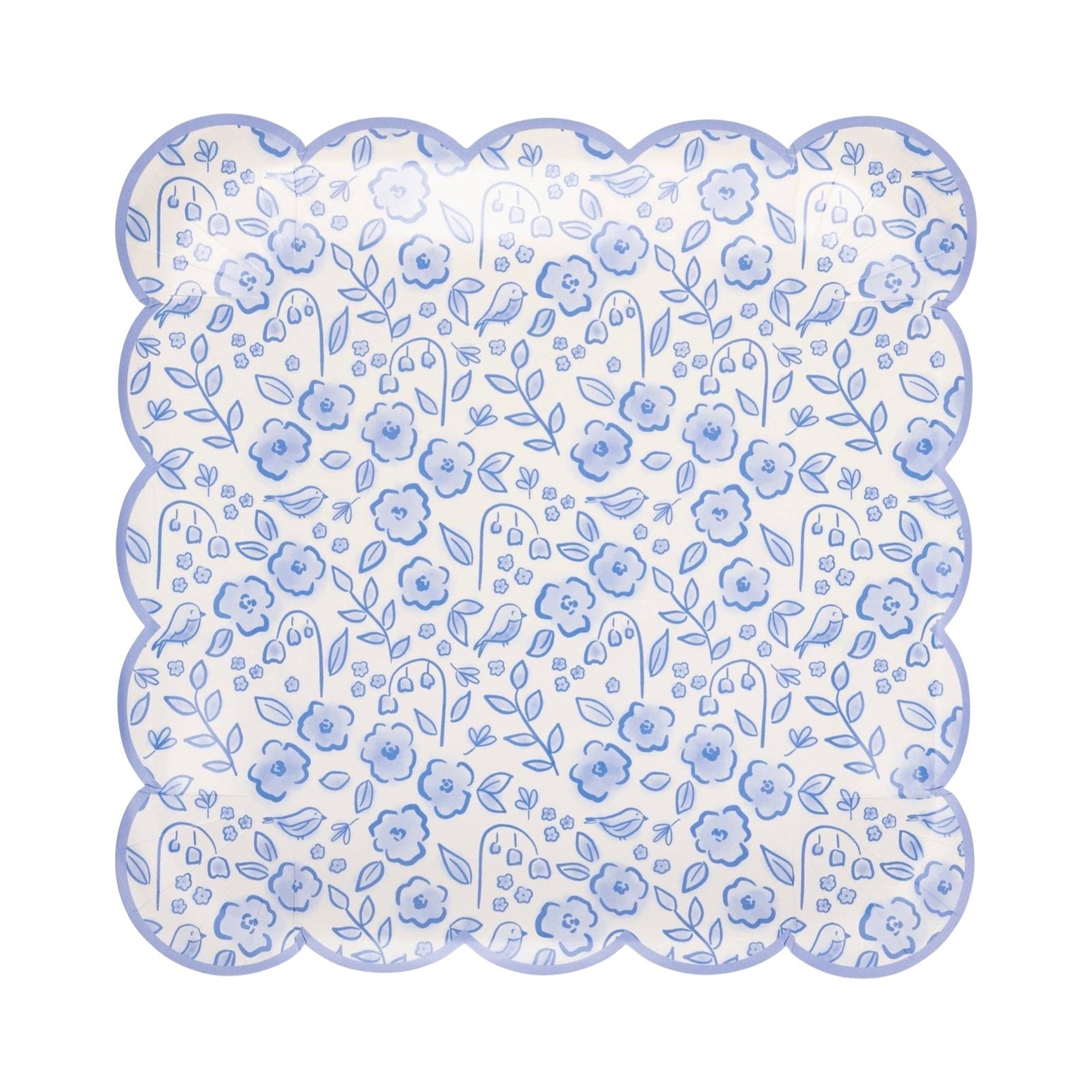 Blue Floral Paper Plates 9" - bubblegum market