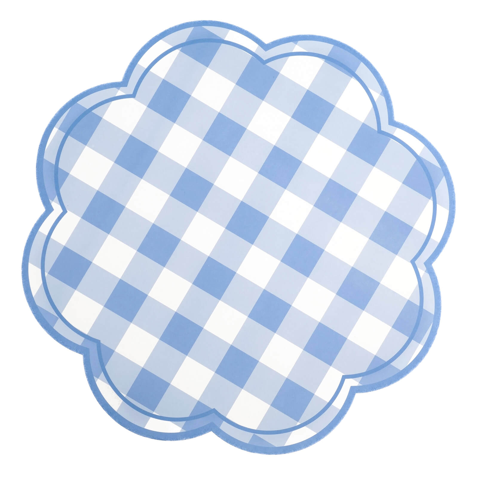 Blue Gingham Soft Scallop Paper Placemats - bubblegum market