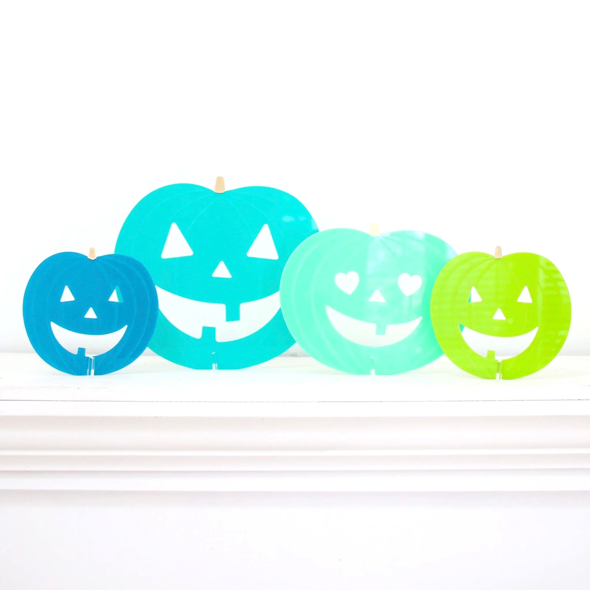 Blue / Green Acrylic Jack O'Lantern Pumpkin Set - bubblegum market