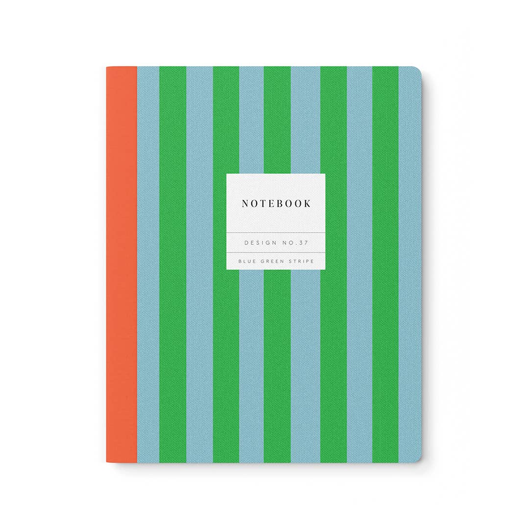 Blue Green Stripe Large Format Notebook - bubblegum market
