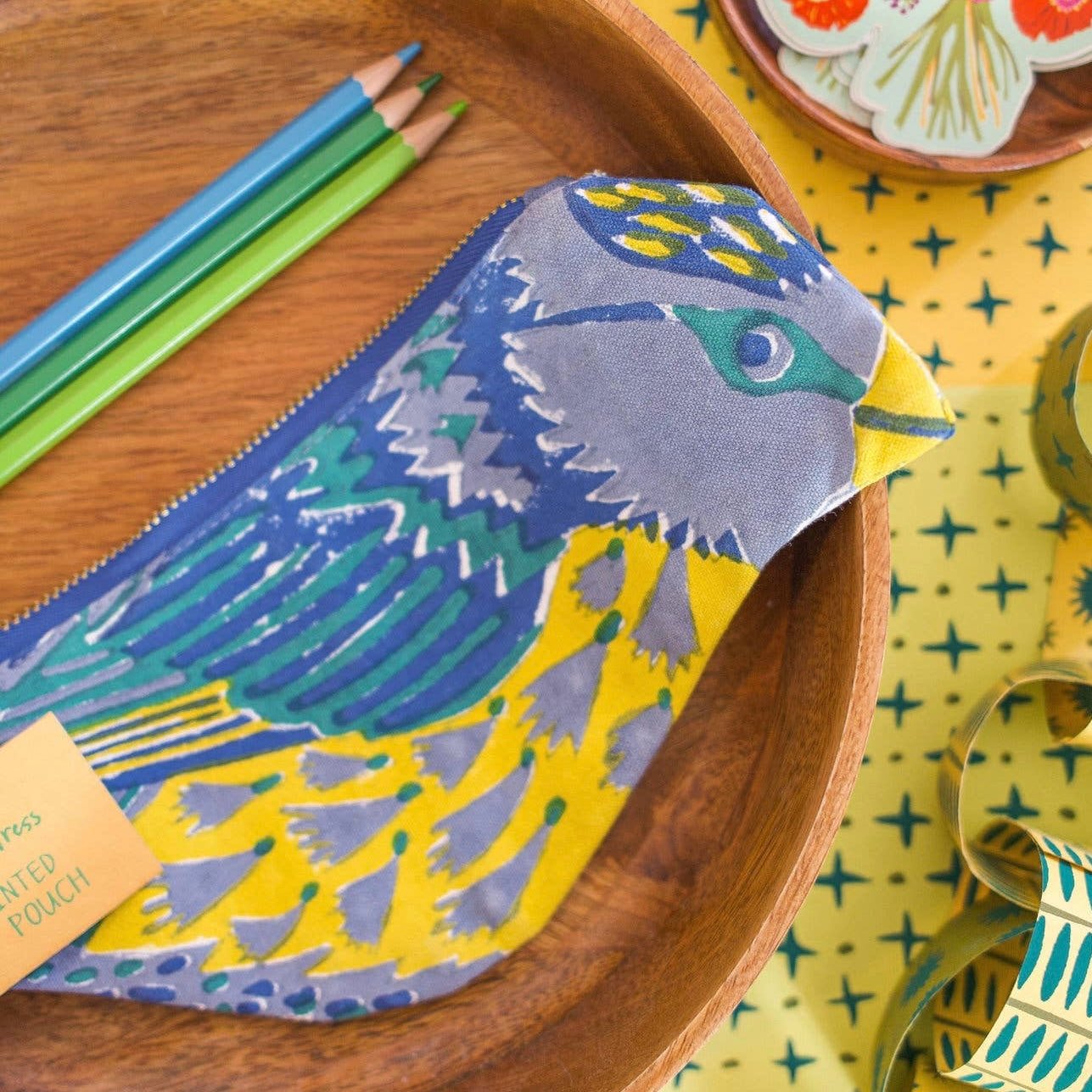 Blue Tit Fabric Pencil Case - bubblegum market