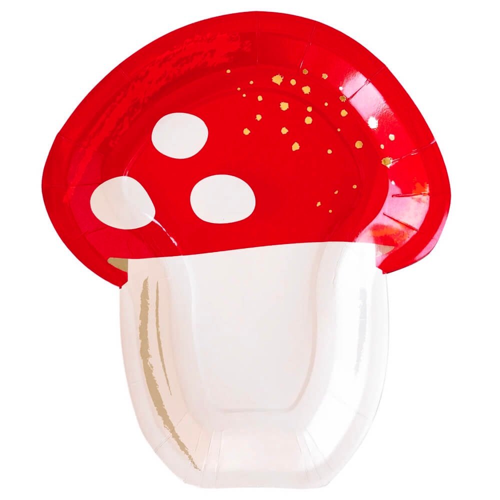 Botanical Christmas Red Mushroom - Shaped Paper Plates 10" - bubblegum market