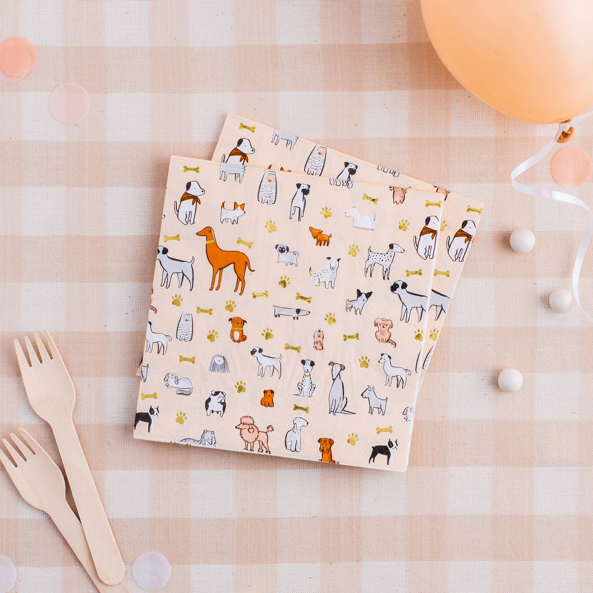 Bow Wow Dog Pattern Large Napkins - bubblegum market