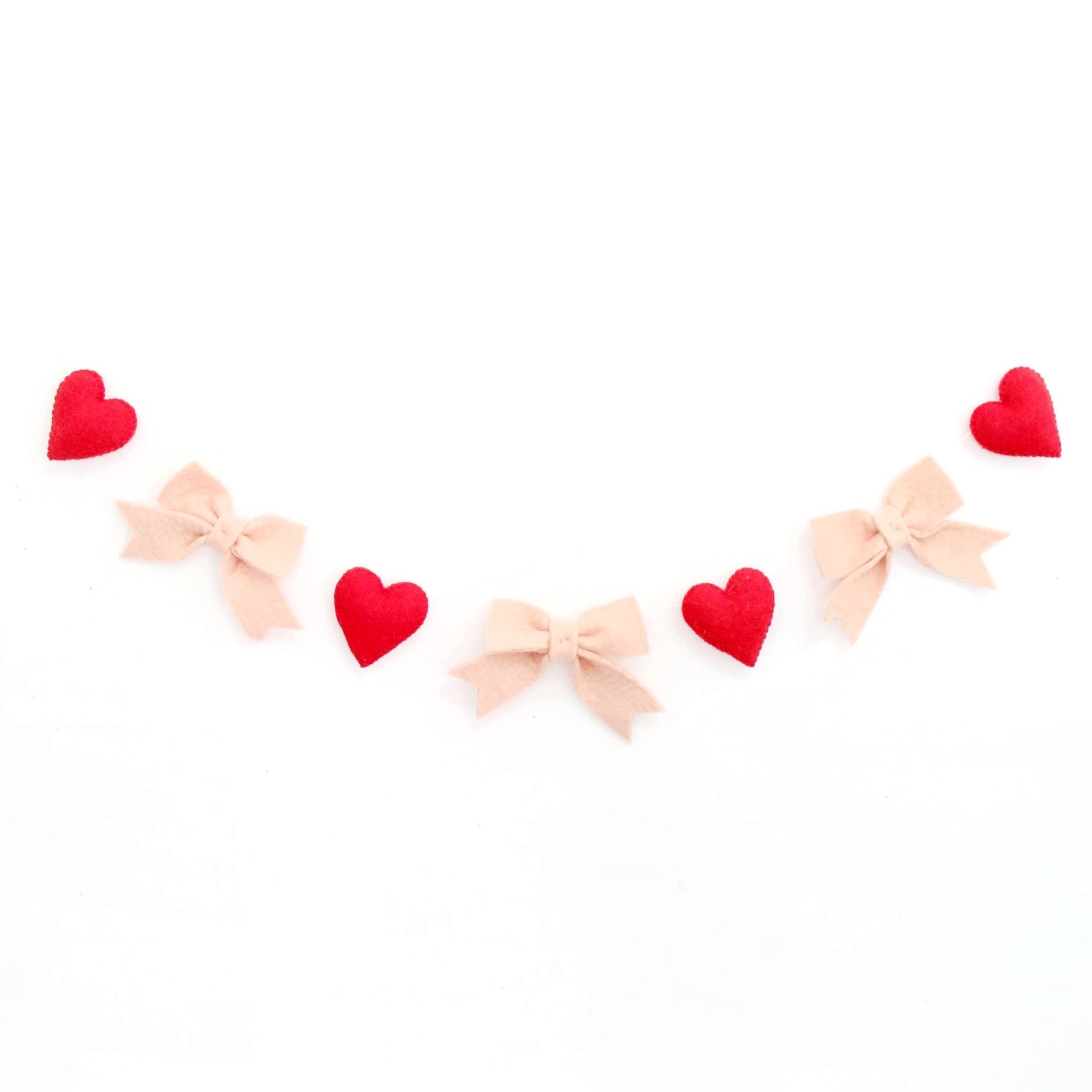 Bows & Hearts Felt Garland - bubblegum market