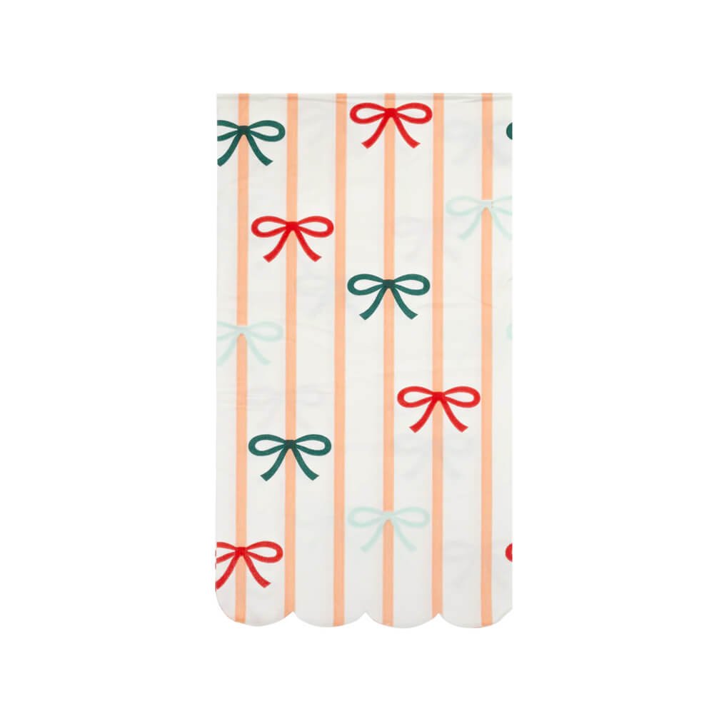 Bows & Stripes Scalloped Dinner Napkins - bubblegum market