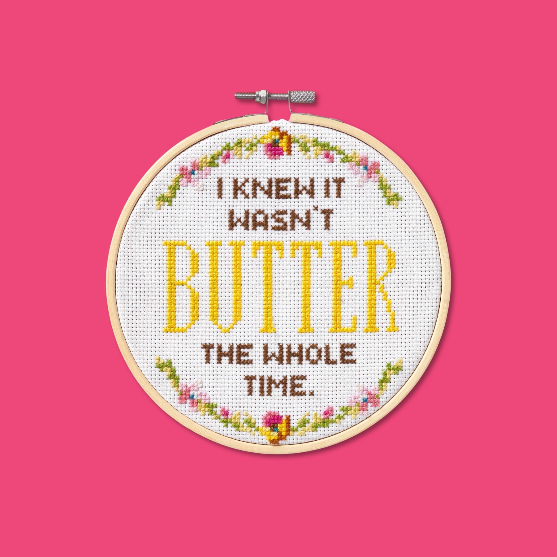 Brass Monkey I Knew It Wasn't Butter Cross Stitch Kit - bubblegum market