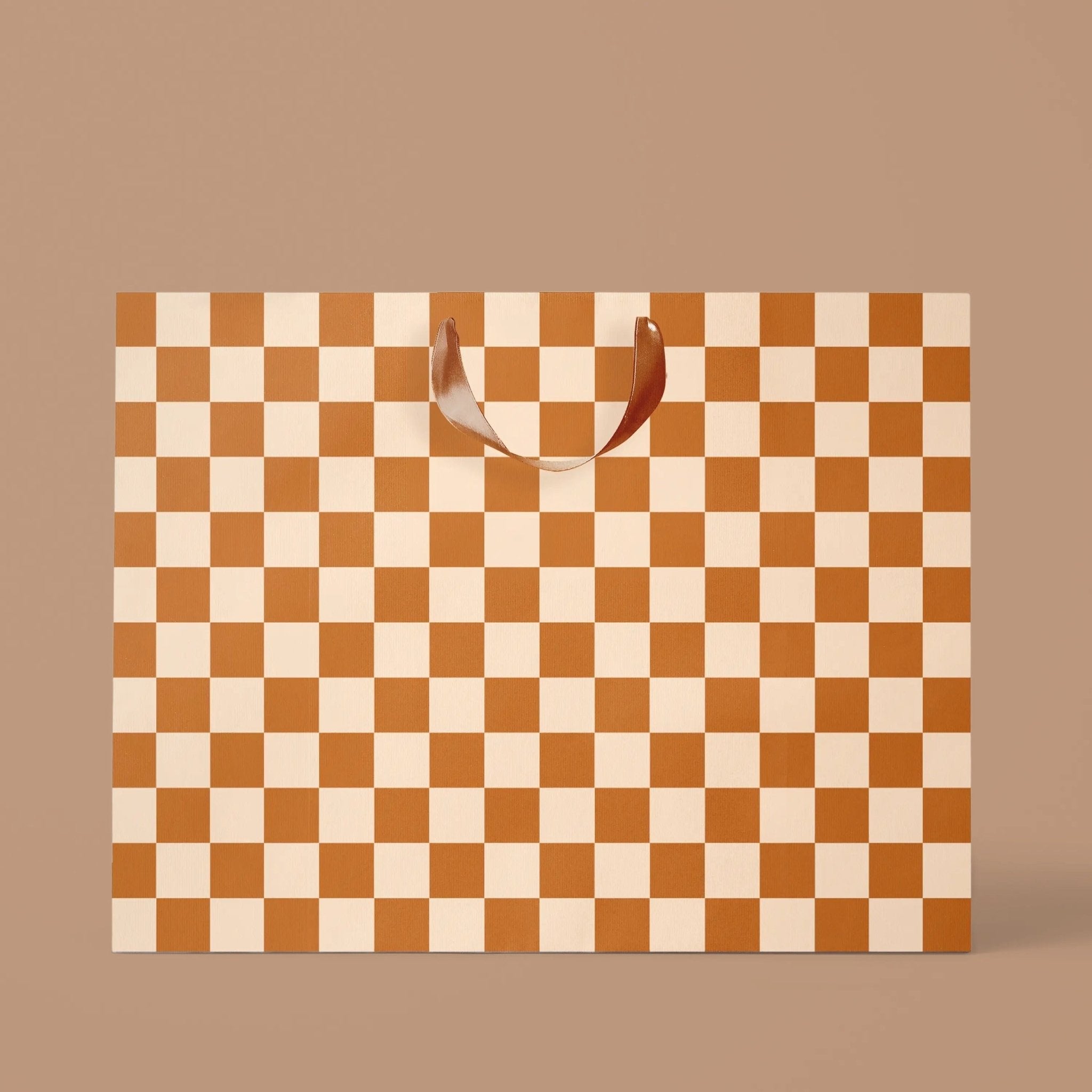 Brown Checker Large Gift Bag - bubblegum market