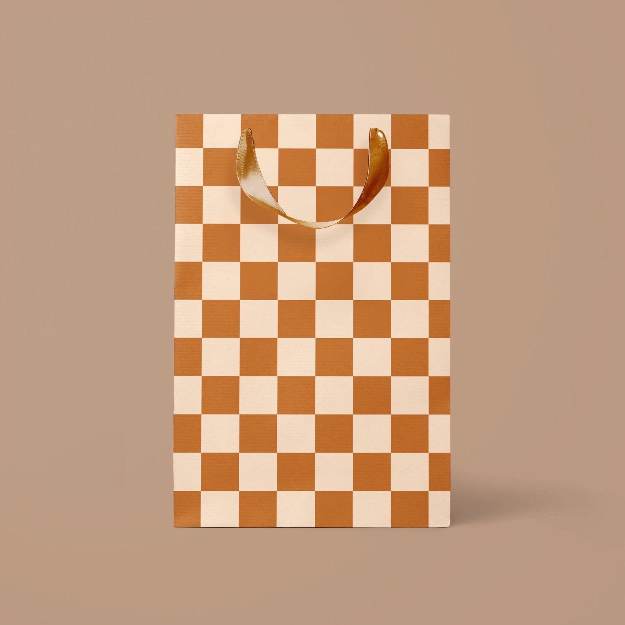 Brown Checker Medium Gift Bag - bubblegum market
