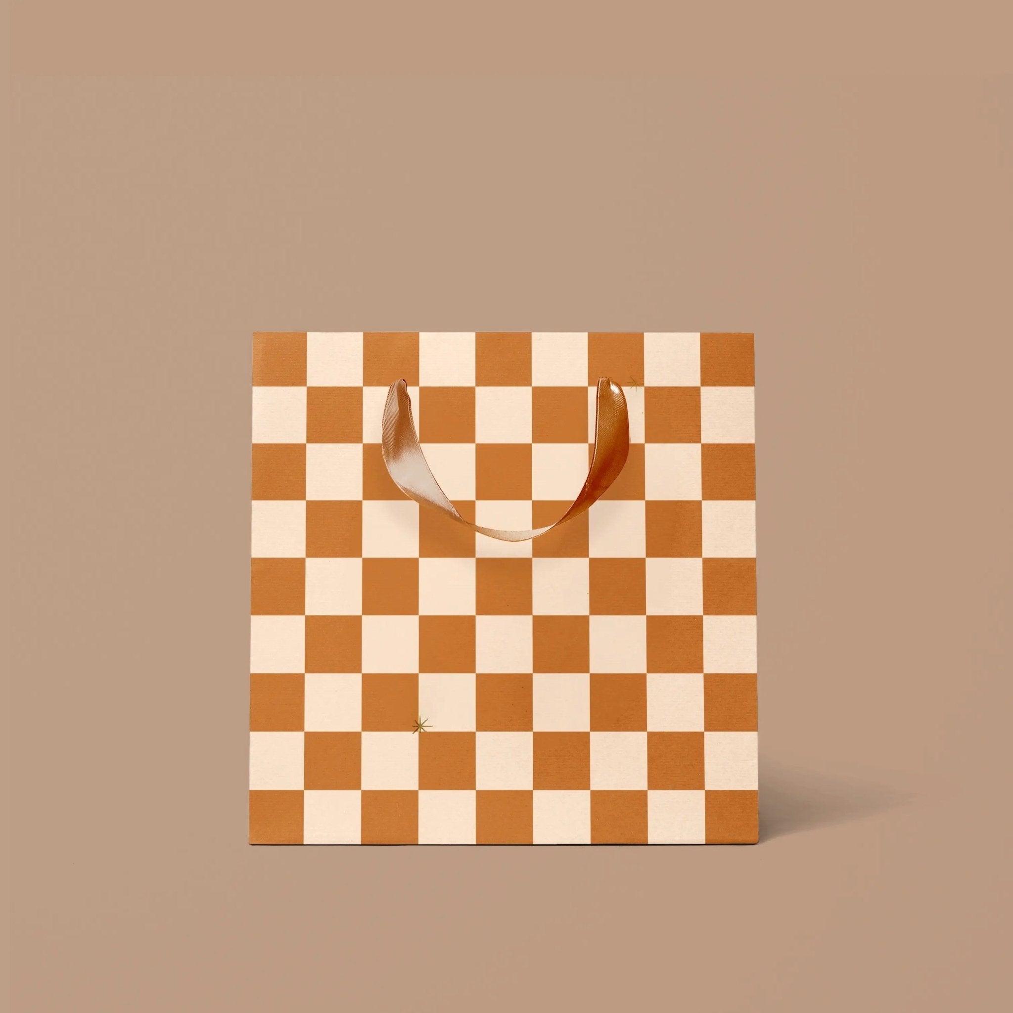 Brown Checker Small Gift Bag - bubblegum market
