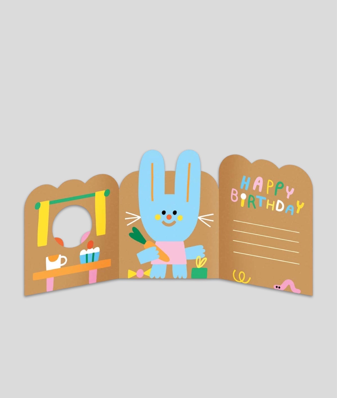 'Bunny In A Burrow' Fold Out Kid's Birthday Card - bubblegum market