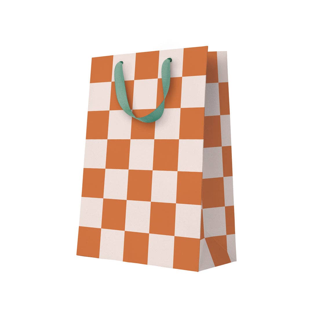 Burnt Sienna Checkerboard Large Gift Bag - bubblegum market