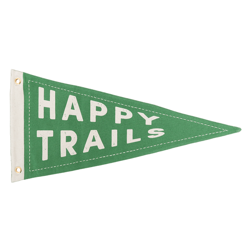 Camp Explorer "HAPPY TRAILS" Canvas Pennant - bubblegum market