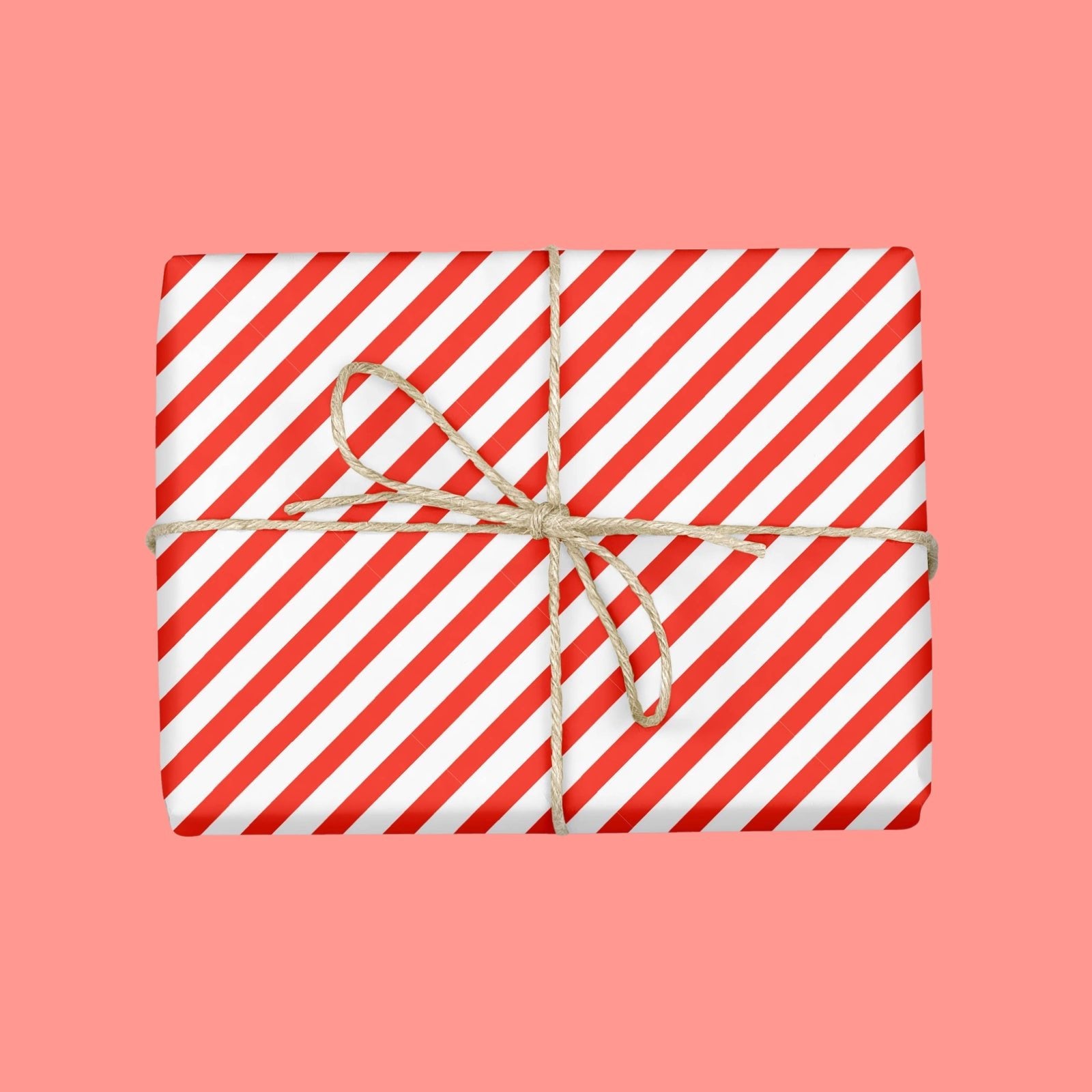 CANDY CANE STRIPE Holiday Gift Wrap Sheets (Roll of 3) - bubblegum market