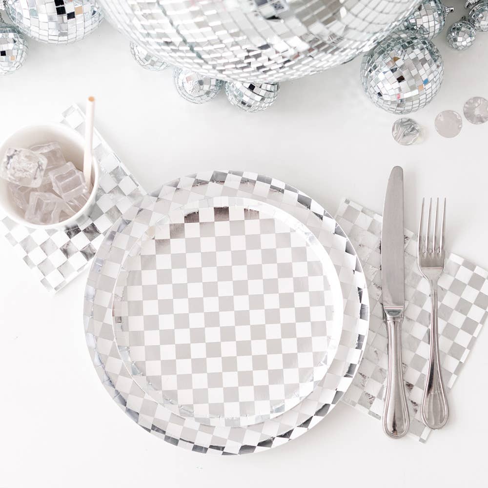 Check It! Dazzling Silver Diamond Dinner Plates 10" - bubblegum market