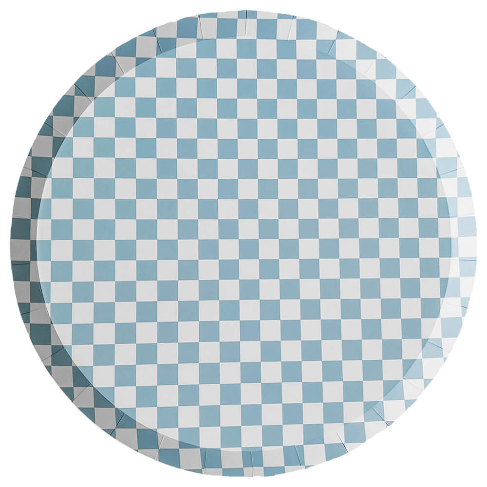 Checkered Blue Paper Dinner Plates 10.25" - bubblegum market