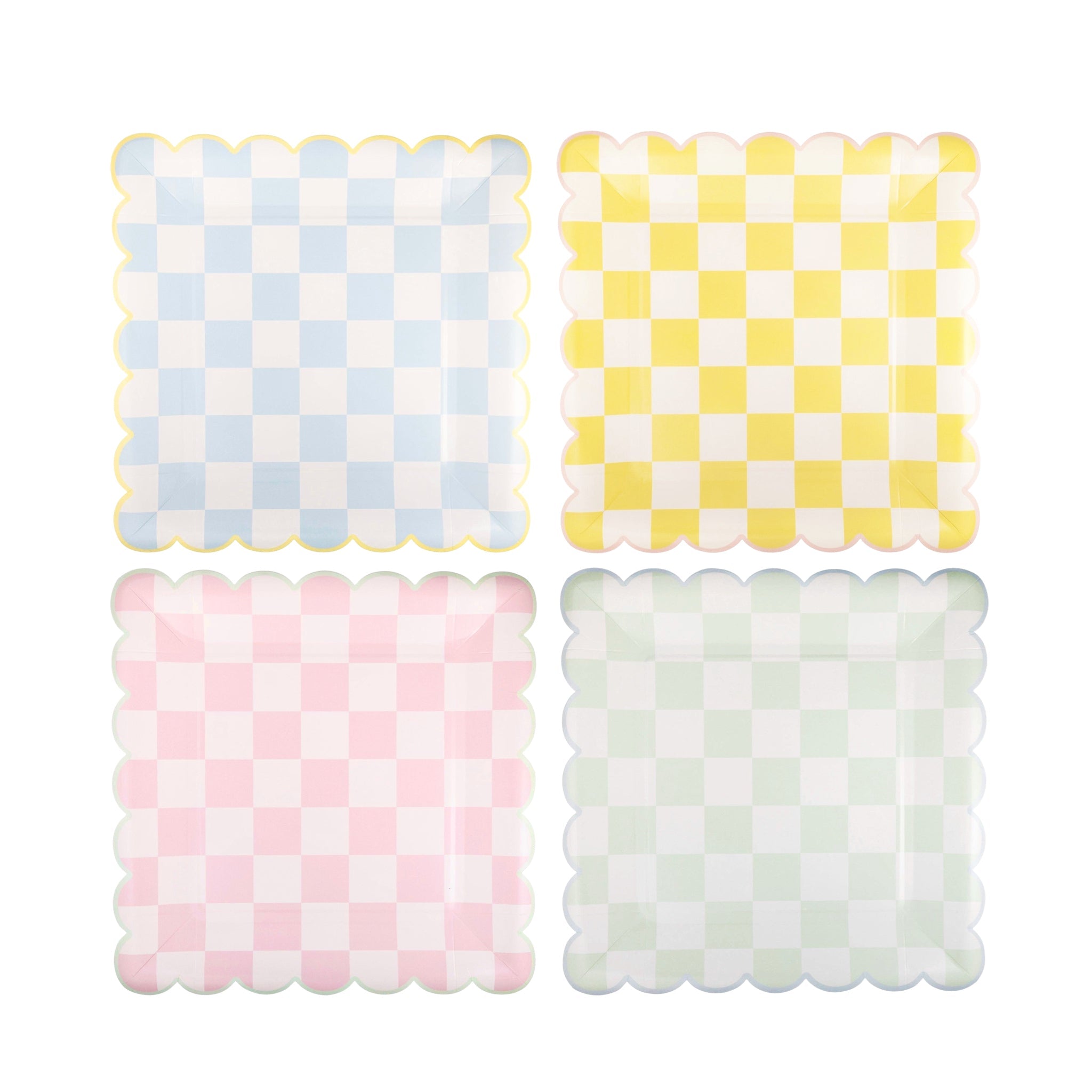 Checkered Pastels Scalloped Plate Set 10" - bubblegum market