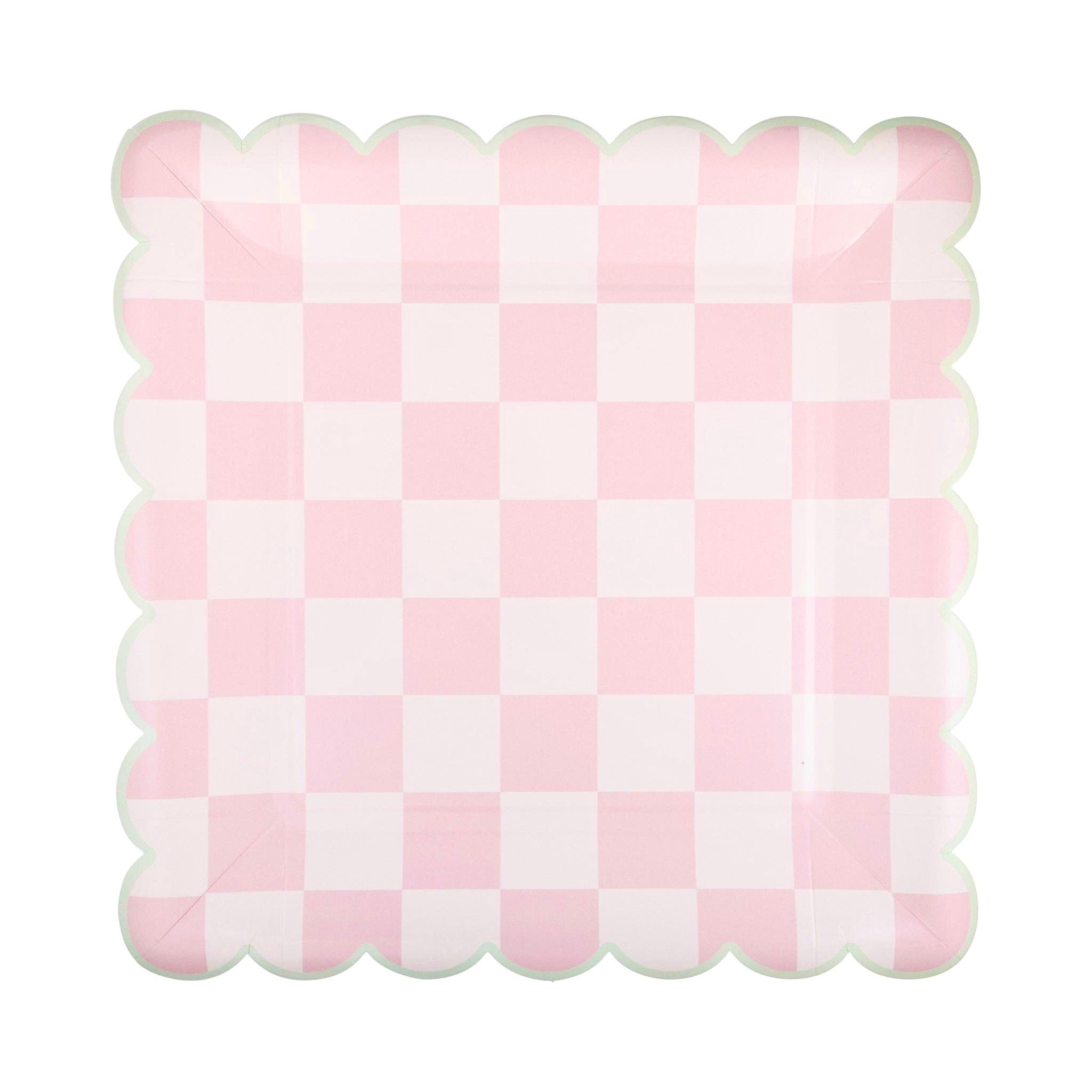 Checkered Pastels Scalloped Plate Set 10" - bubblegum market
