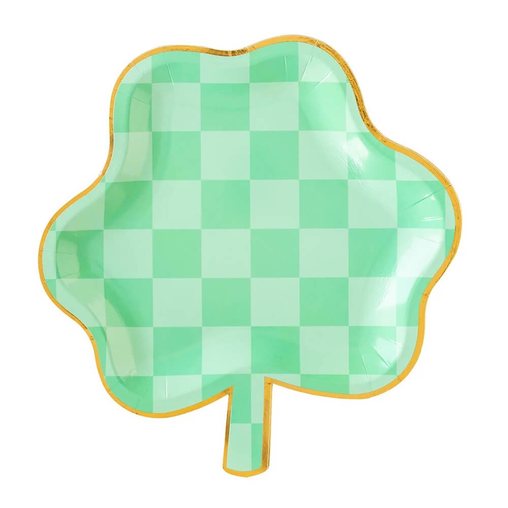 Checkered Shamrock Paper Plates 8" - bubblegum market