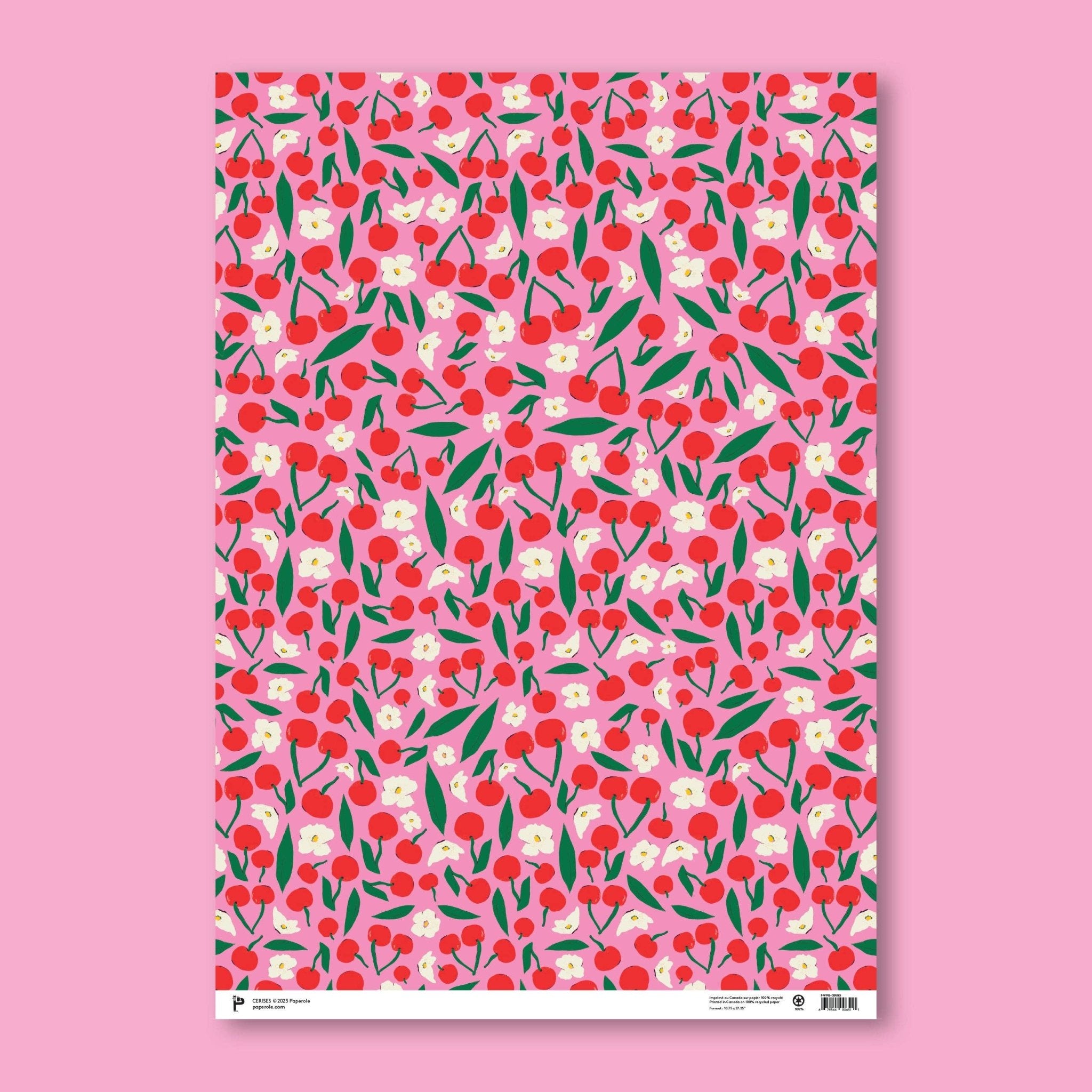 CHERRIES Gift Wrap Sheet - bubblegum market