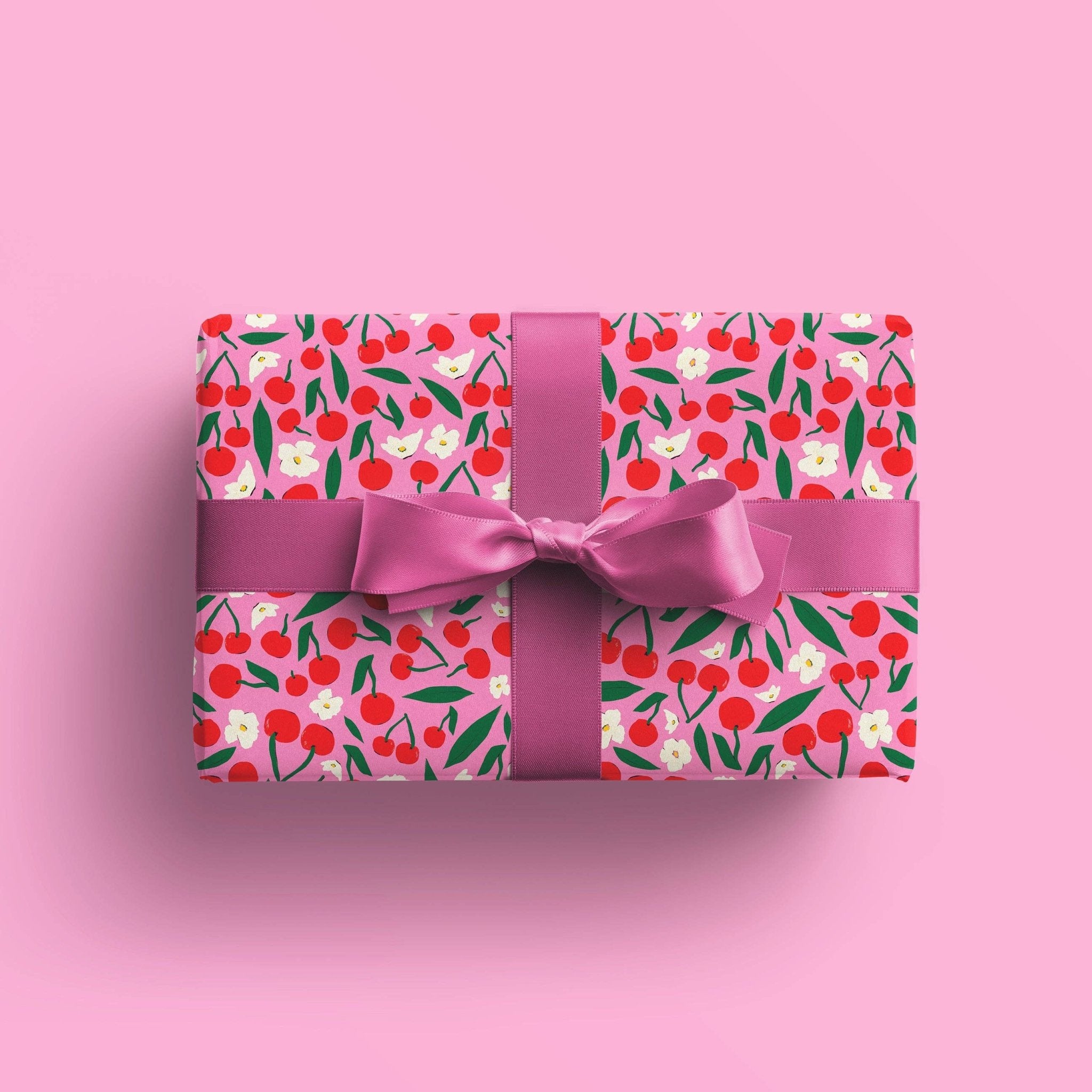 CHERRIES Gift Wrap Sheet - bubblegum market