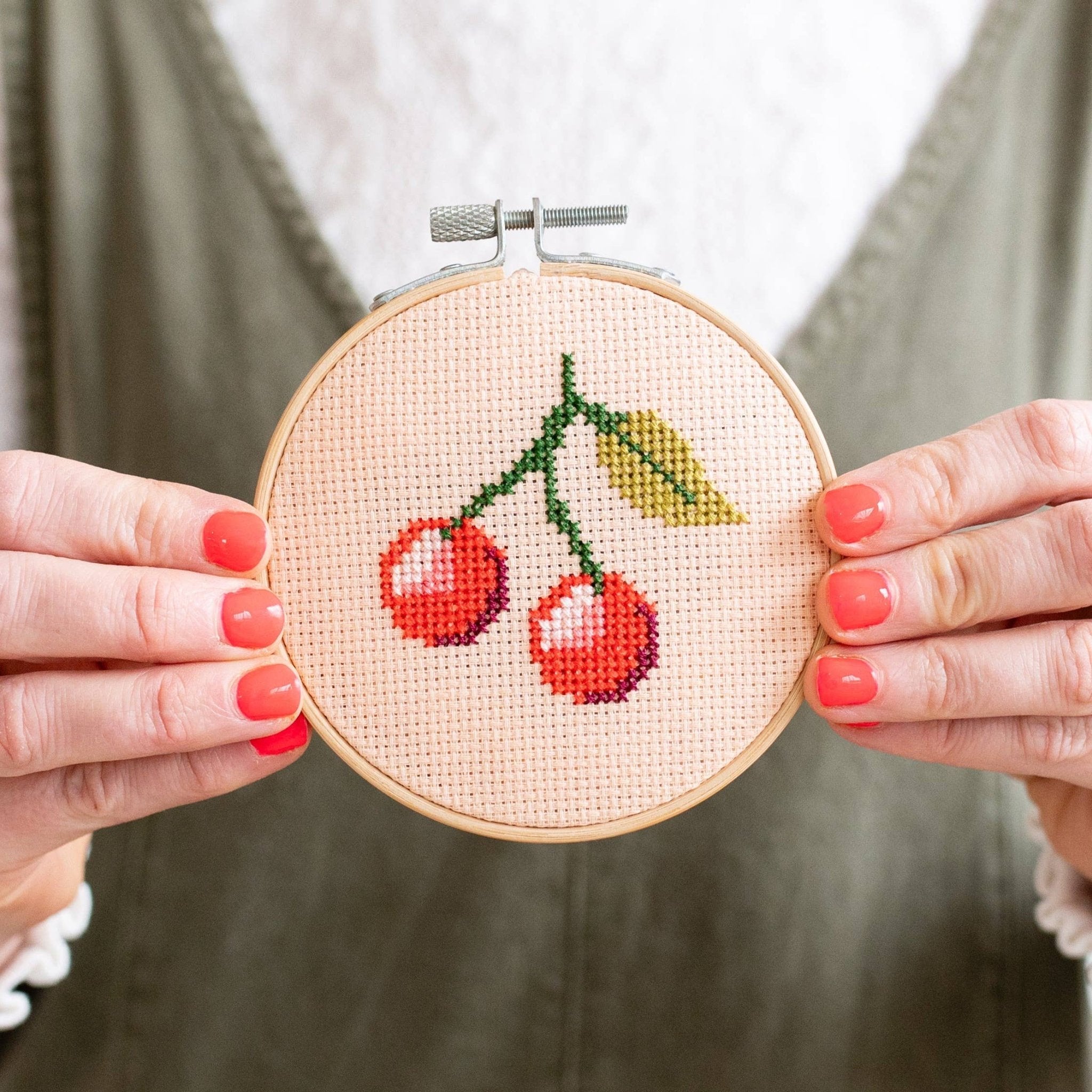 Cherry Cross Stitch Kit - bubblegum market
