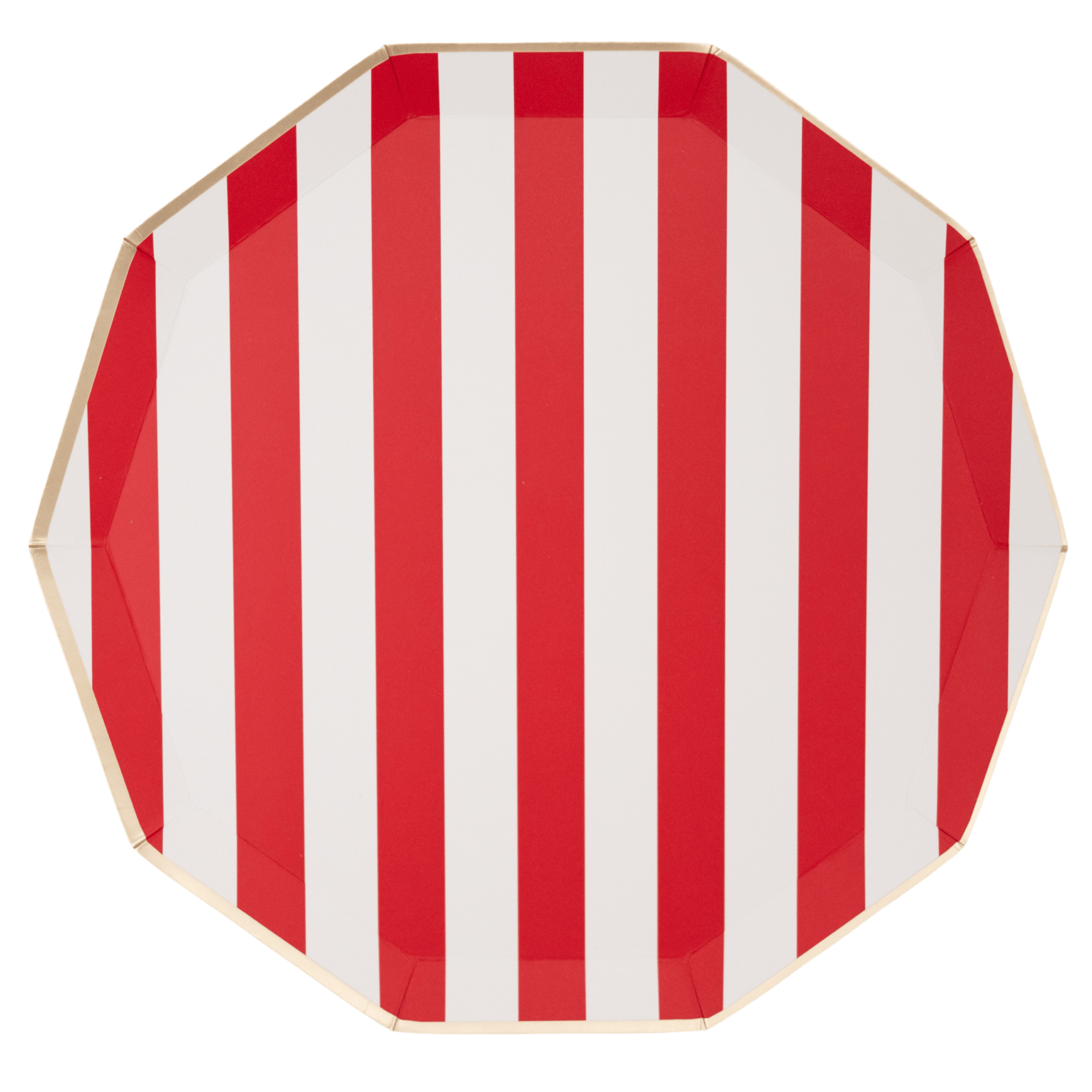 Cherry Red Cabana Stripe Dinner Plates 10.75" - bubblegum market