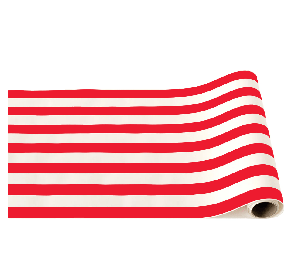 Cherry Red Cabana Stripe Paper Table Runner - bubblegum market