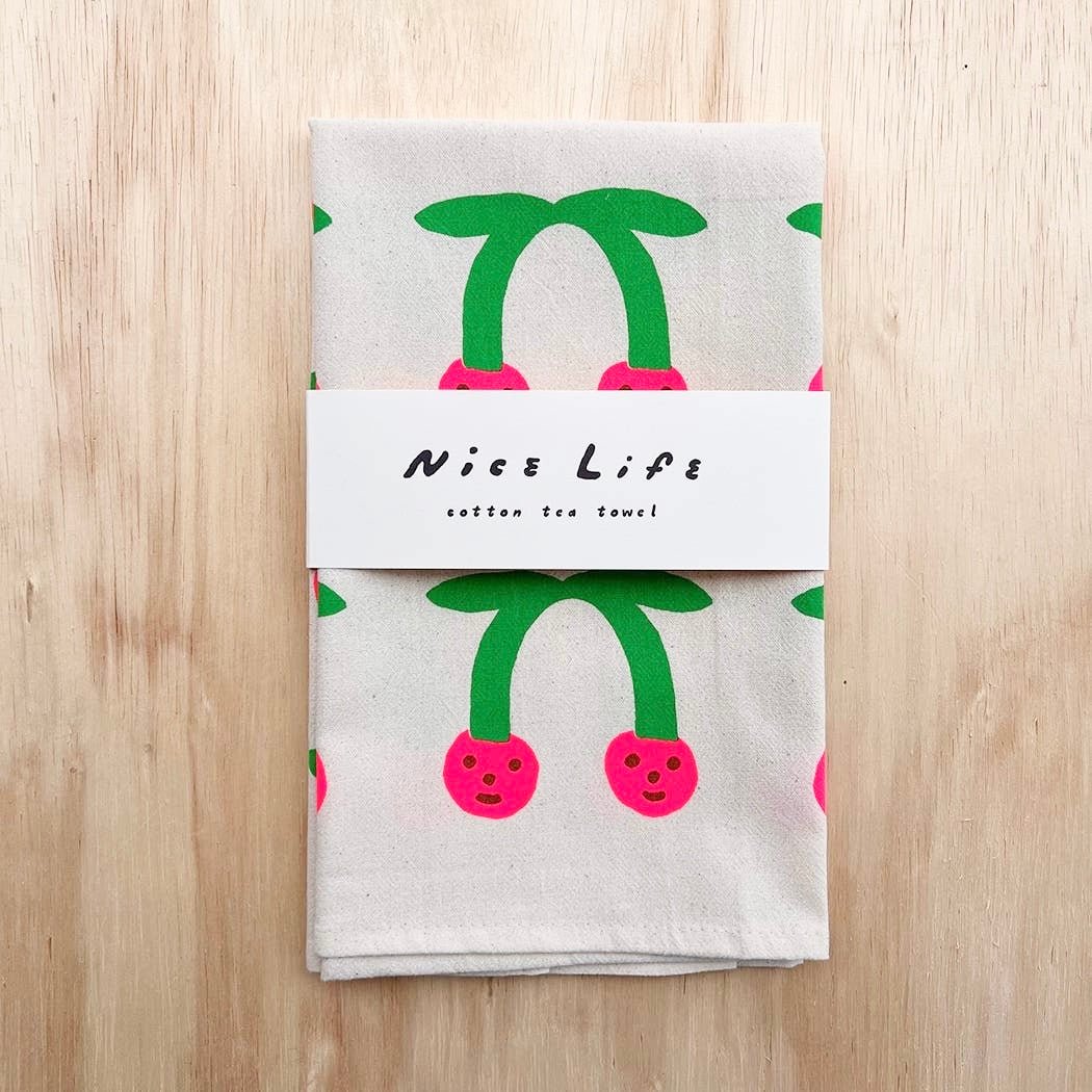 Cherry Screen - Printed Tea Towel - bubblegum market