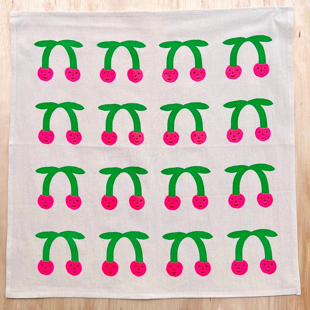 Cherry Screen - Printed Tea Towel - bubblegum market