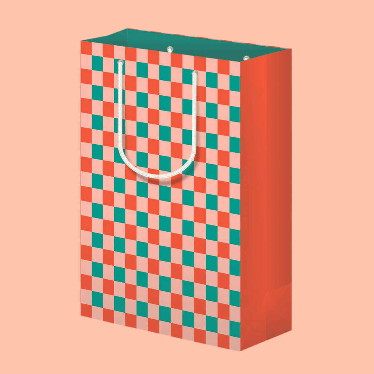 CHRISTMAS CHECKERBOARD Large Gift Bag - bubblegum market