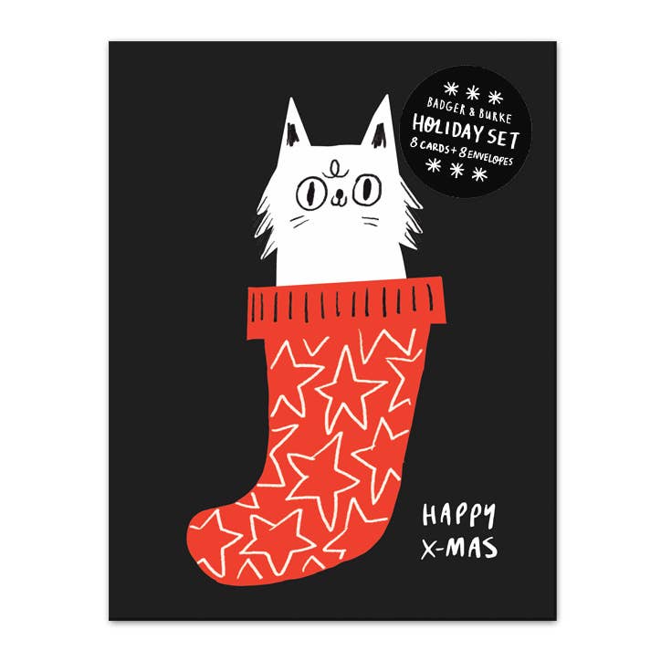 Christmas Stocking Holiday Greeting Card Set - bubblegum market