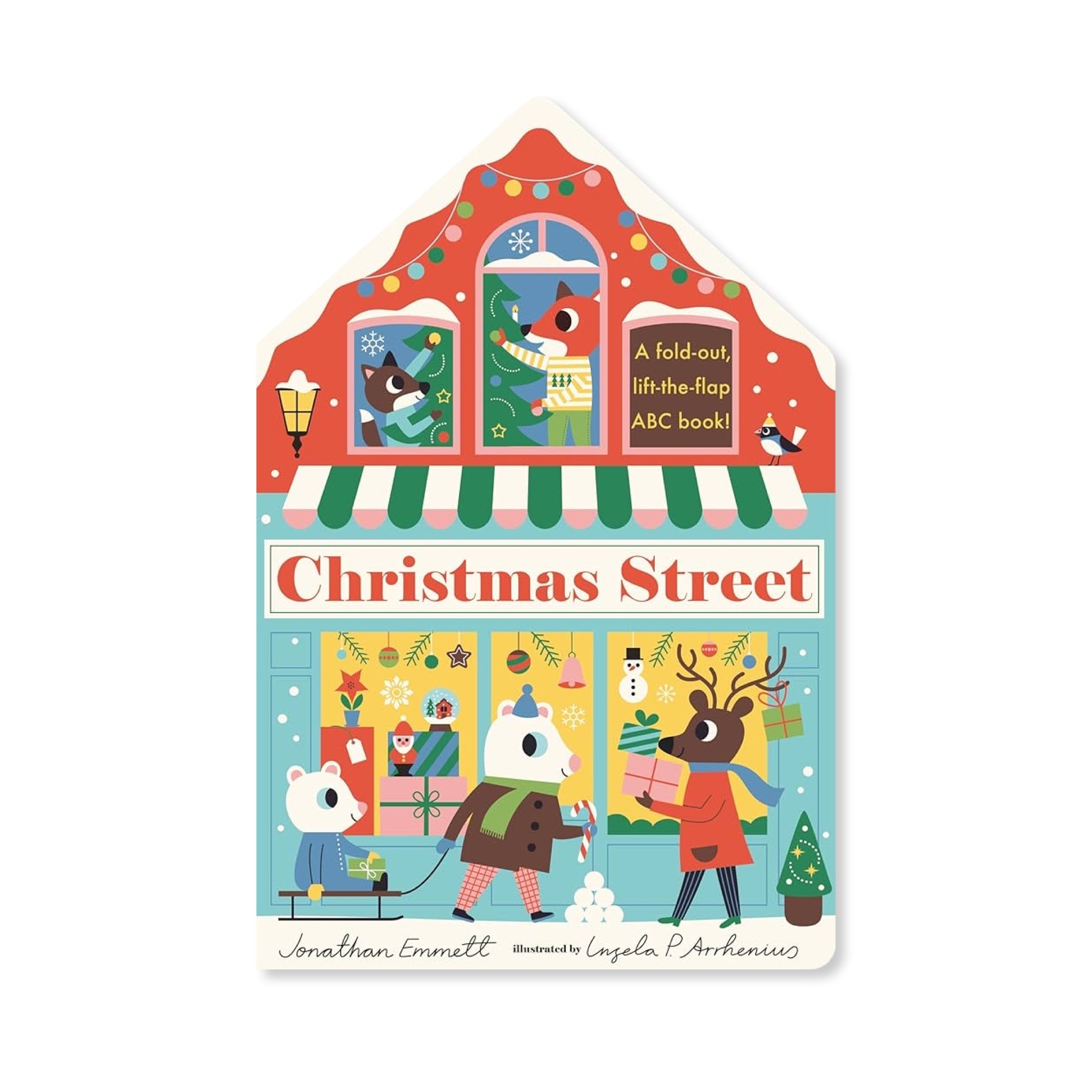 Christmas Street: A Fold - Out, Lift - the - Flap ABC Board Book - bubblegum market